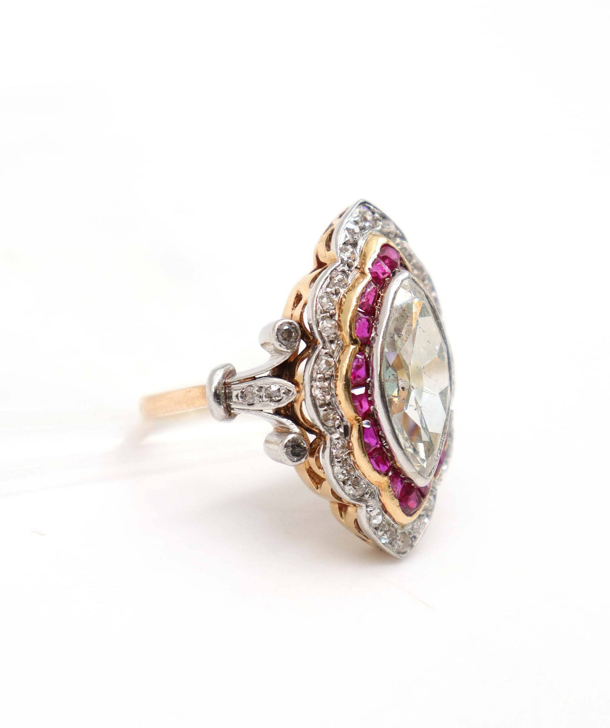 Luxury Promise A Diamond and Ruby Navette Ring WA23947