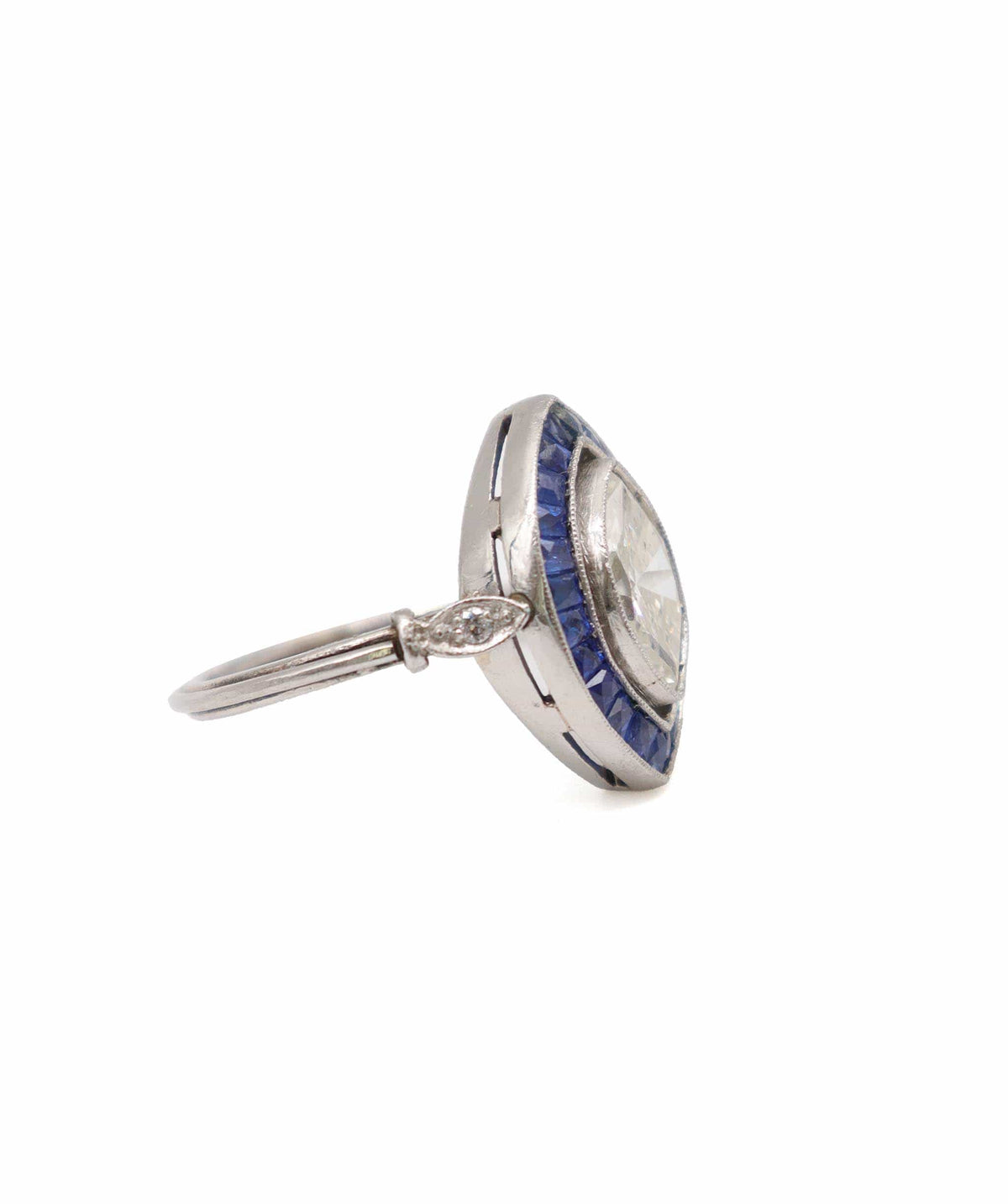 Luxury Promise A Diamond and Sapphire Navette Ring WA90506
