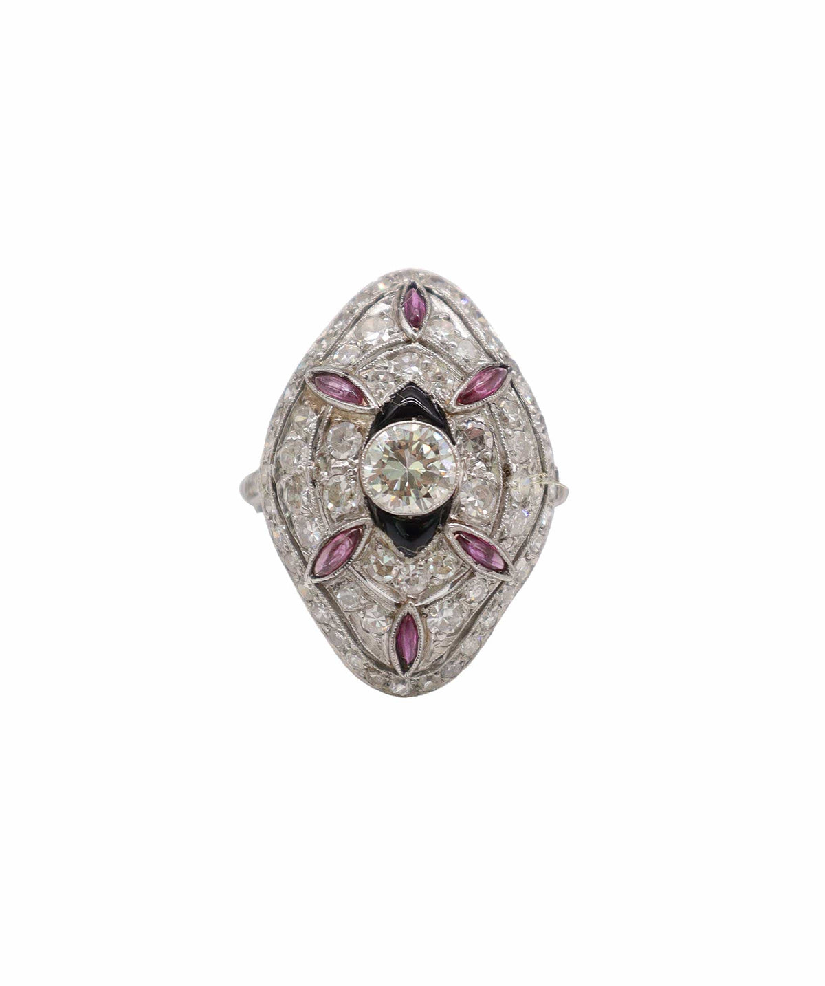 Luxury Promise A Marquise Ruby, Diamond and Onyx Ring WA90678
