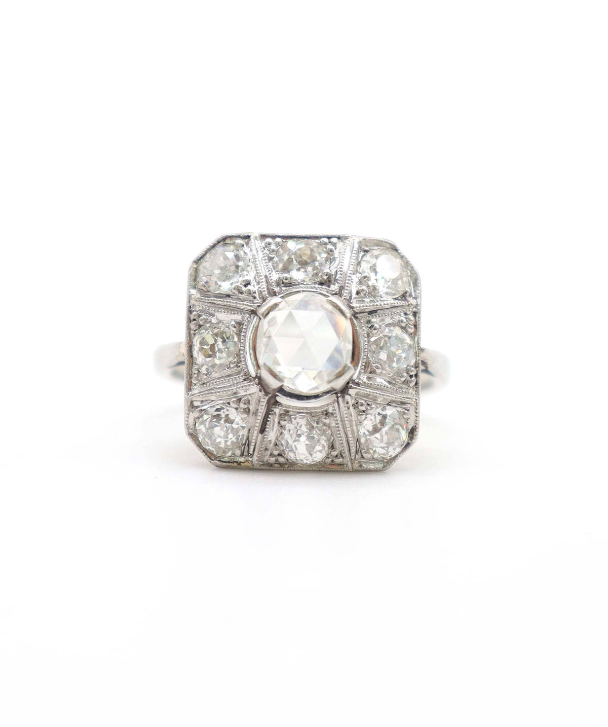 Luxury Promise An Art Deco Square Rose Diamond Cluster Ring WA23813