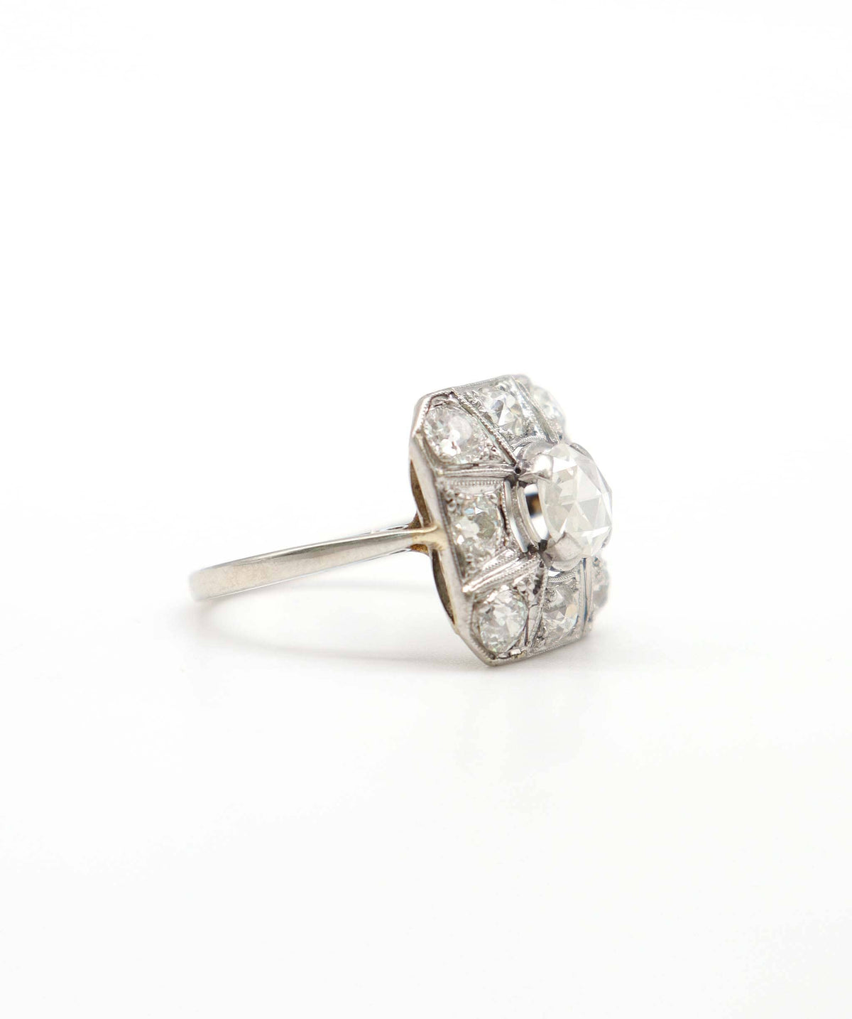 Luxury Promise An Art Deco Square Rose Diamond Cluster Ring WA23813