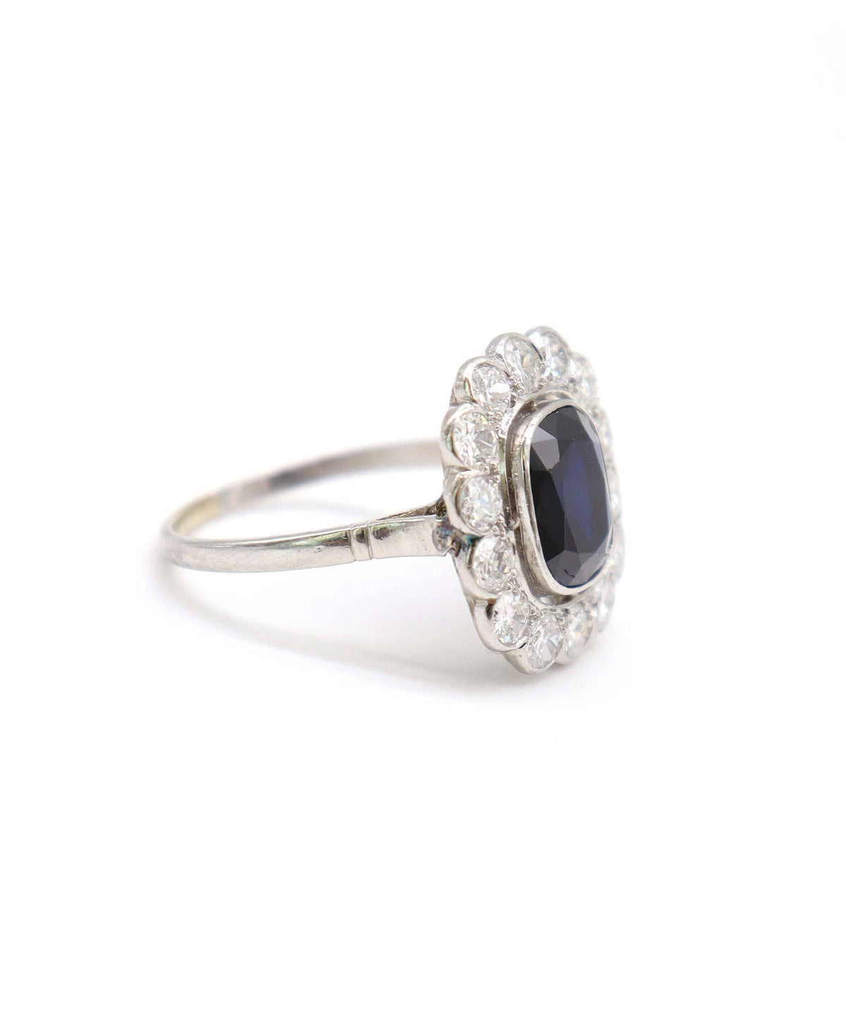 Luxury Promise Antique Sapphire and Diamond Cluster Ring WA90846