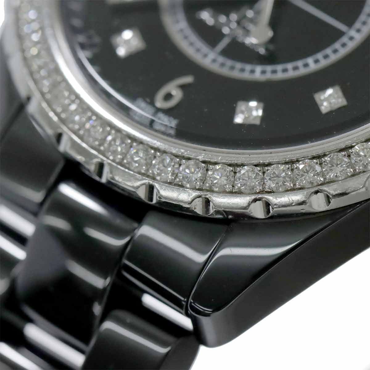 LUXURY PROMISE CHANEL J12 Bezel 8P Diamond Automatic Black Dial Mens H3109 Watch 90295706