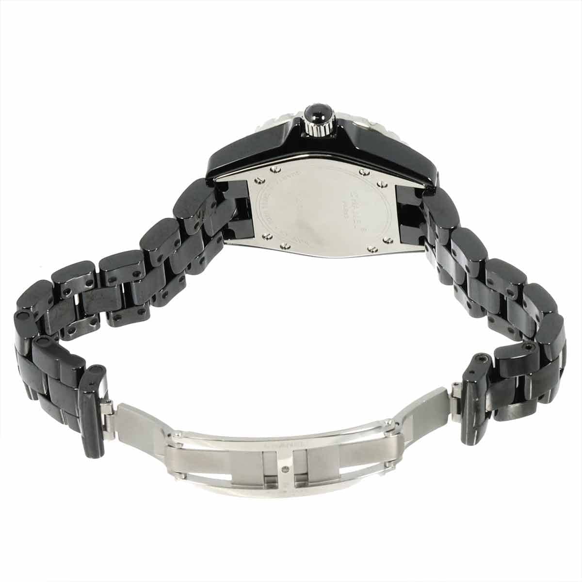 LUXURY PROMISE CHANEL J12 H1708 Diamond Bezel Black Ceramic Quartz 33mm Ladies 90302971