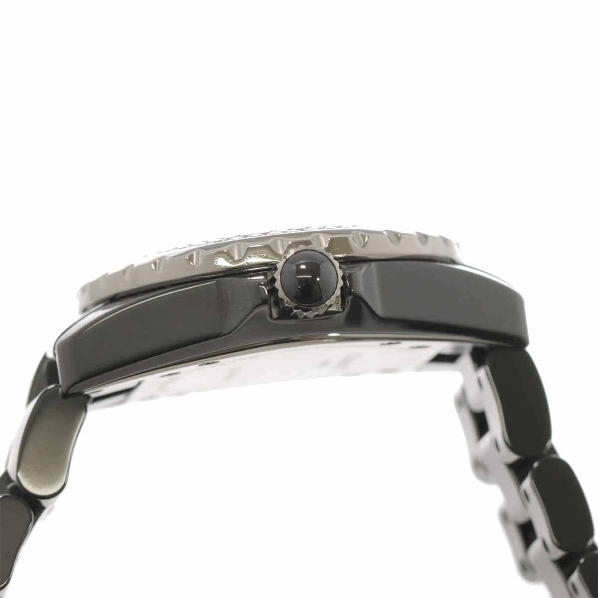 LUXURY PROMISE CHANEL J12 H1708 Diamond Bezel Black Ceramic Quartz 33mm Ladies 90302971