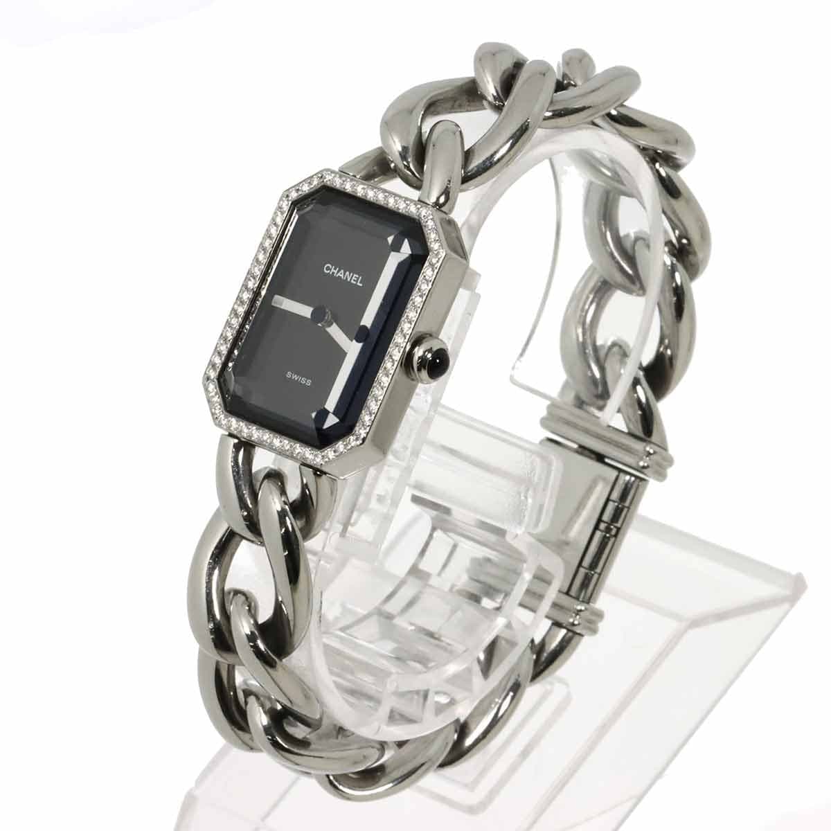 LUXURY PROMISE CHANEL Premiere Size L H0495 Diamond bezel Quartz Black Dial Ladies 90315929