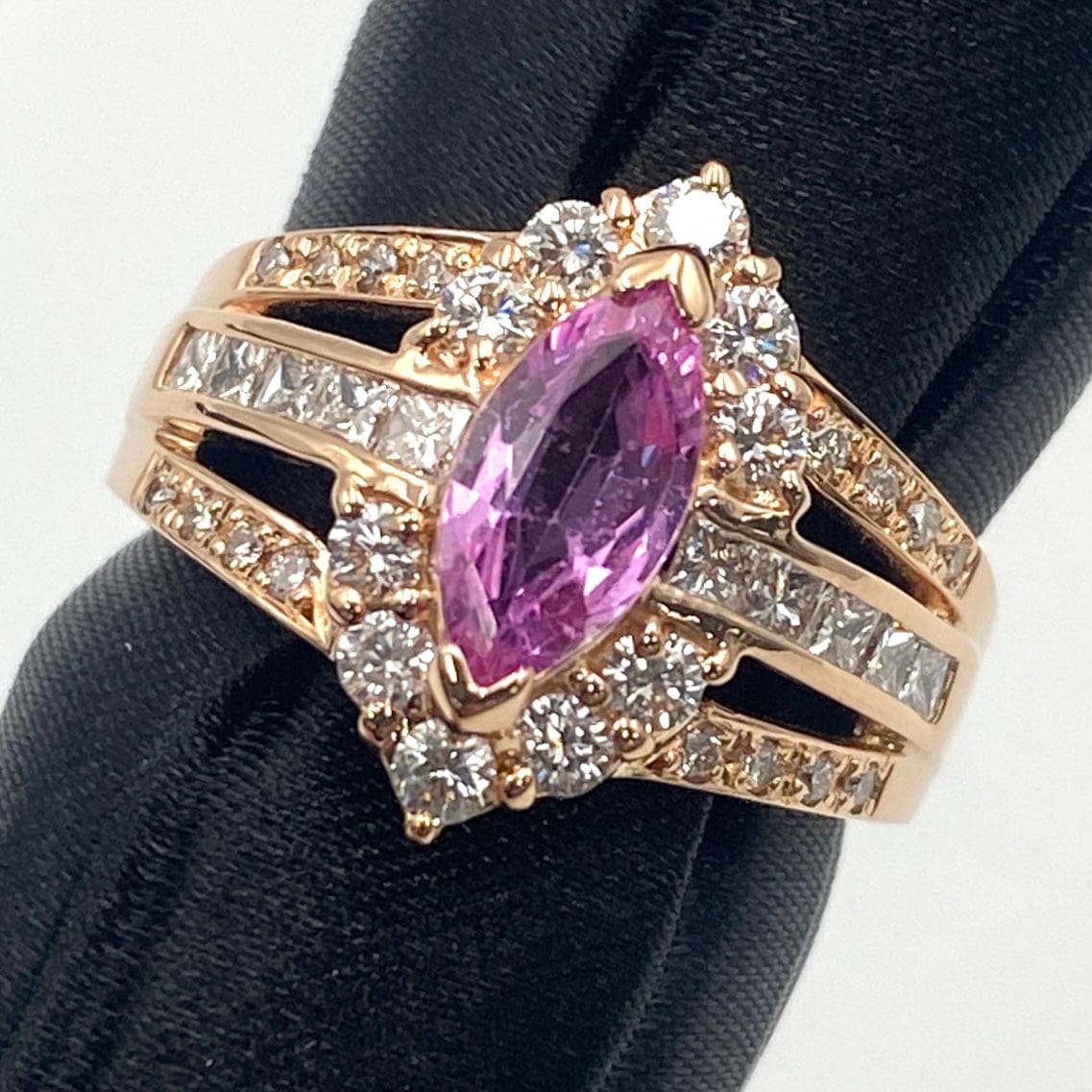 LUXURY PROMISE K18 pink sapphire ring PS0.893 D0.77 7.7g sorting 50900 US5.5