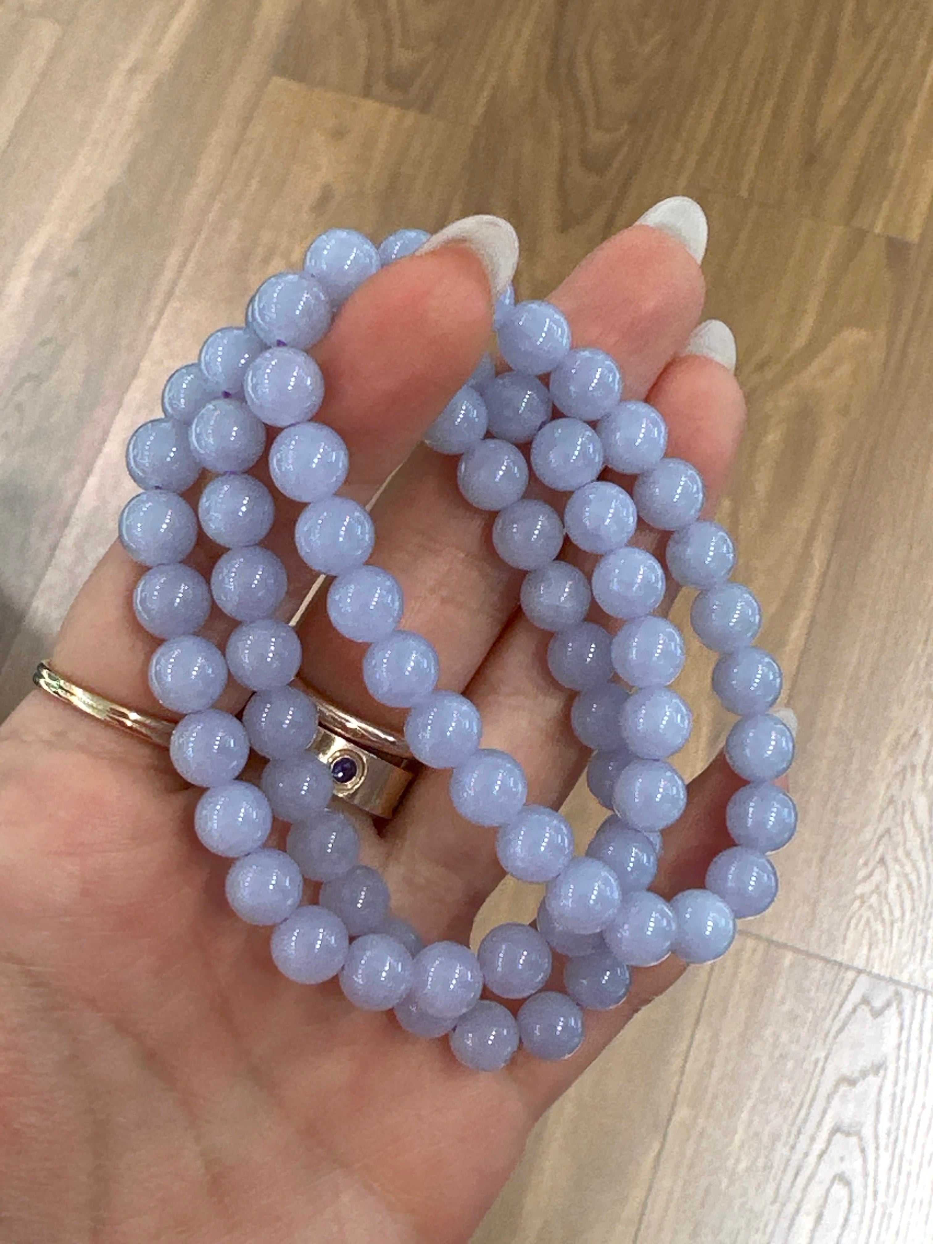 Luxury Promise LAVENDER JADE BEADED BRACELET 7.5MM AVCSZ1001