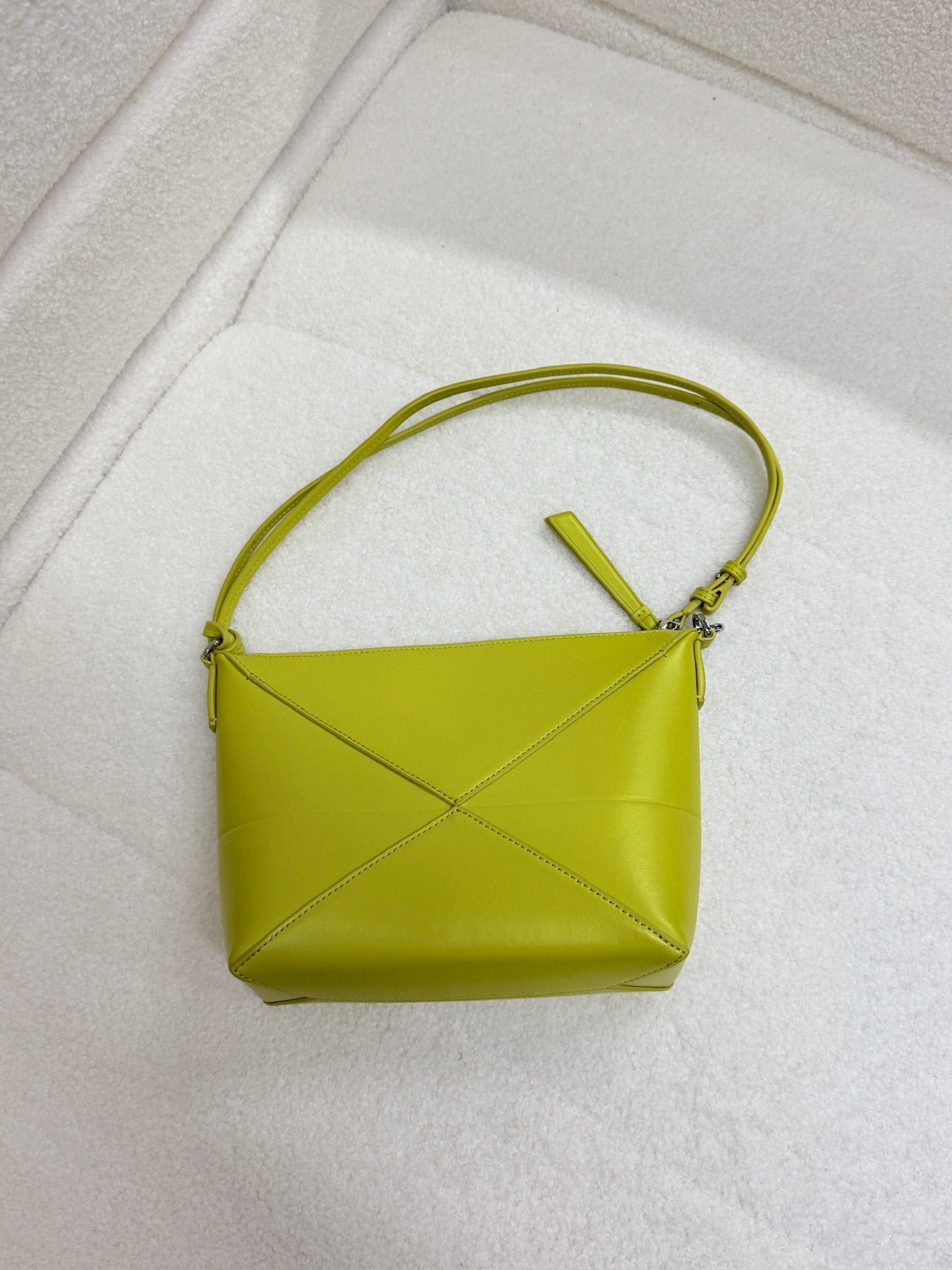 LUXURY PROMISE LOEWE Paula's Ibiza Puzzle Fold Leather Pouch - Vibrant Yellow