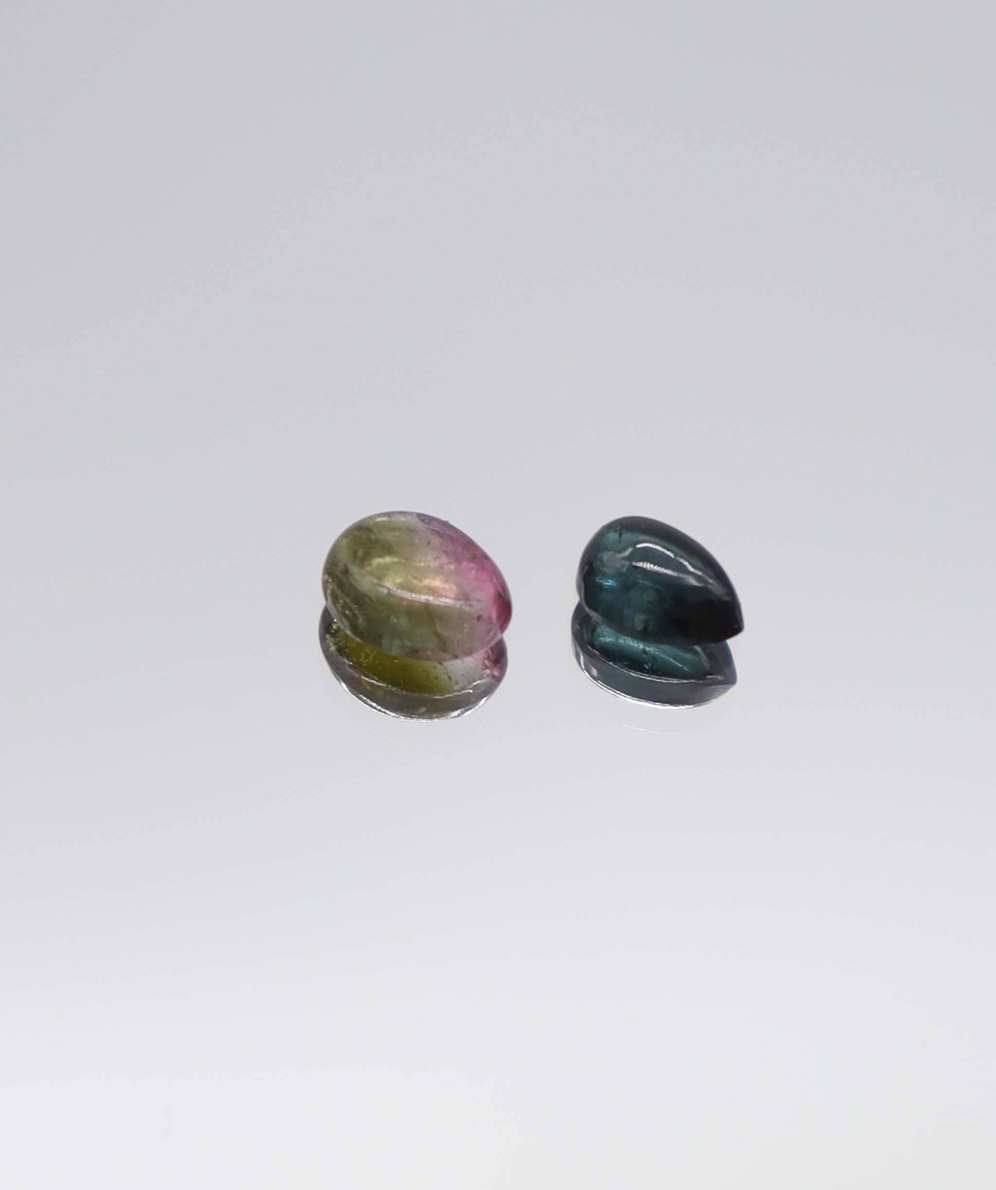 Luxury Promise 1.33ct Tourmaline Cabochon Pear&Oval Lagoon & Watermelon DXBCS5900