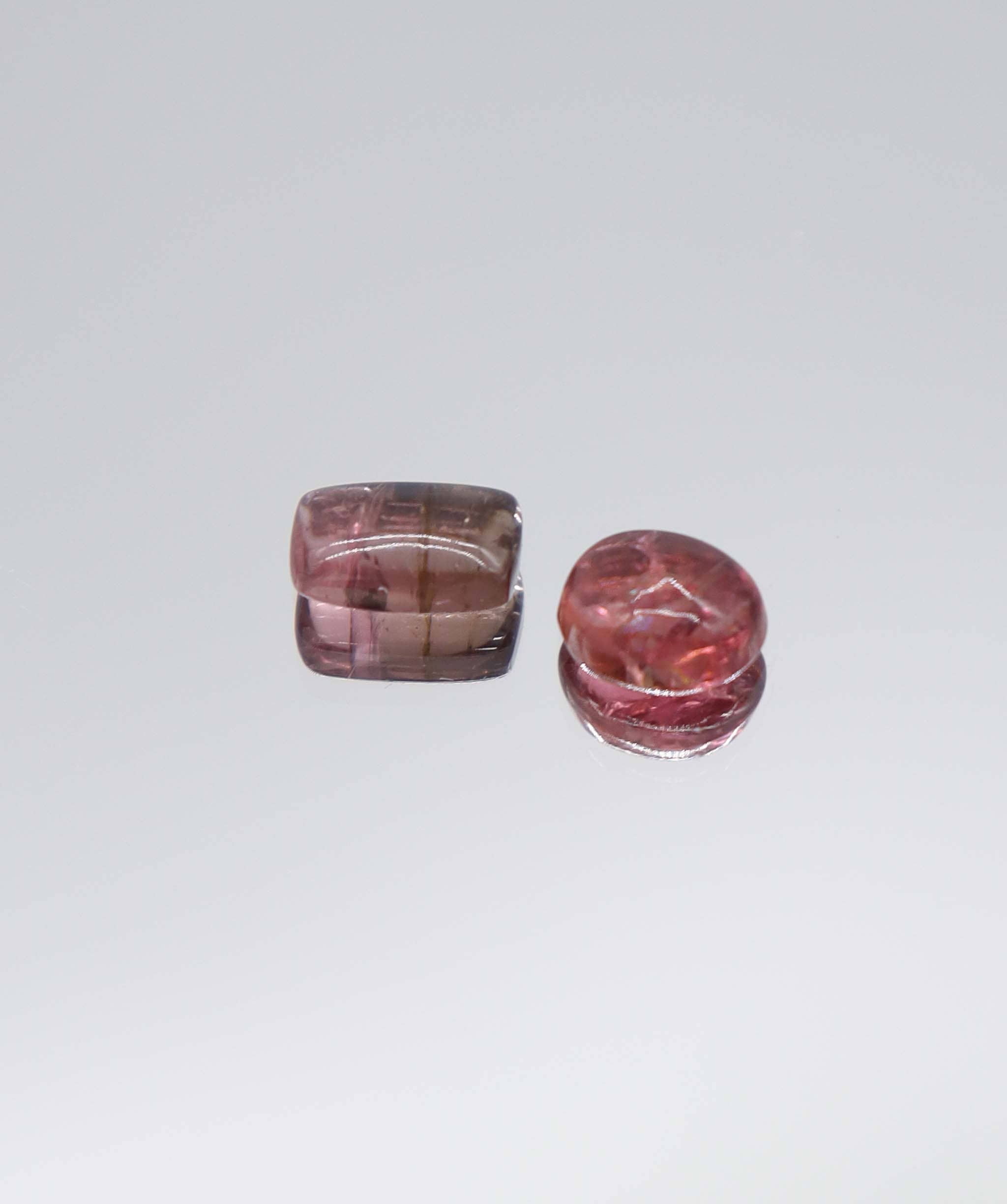 Luxury Promise 2.15ct Tourmaline Cabochon Cushion&Oval Bi color & Pink DXBCS5904