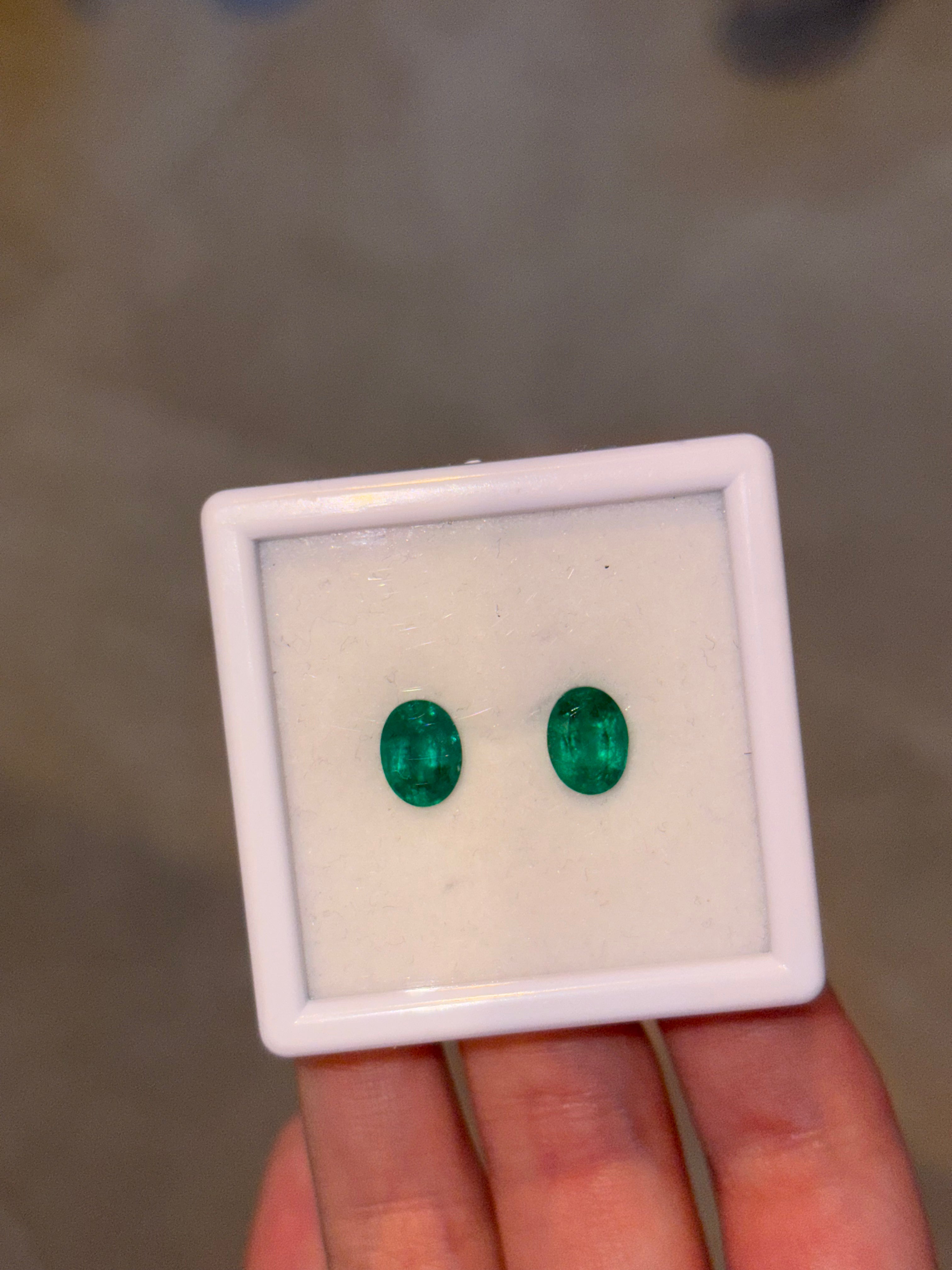 Luxury Promise 2.80ct Emerald PAIR Oval THAIC1466