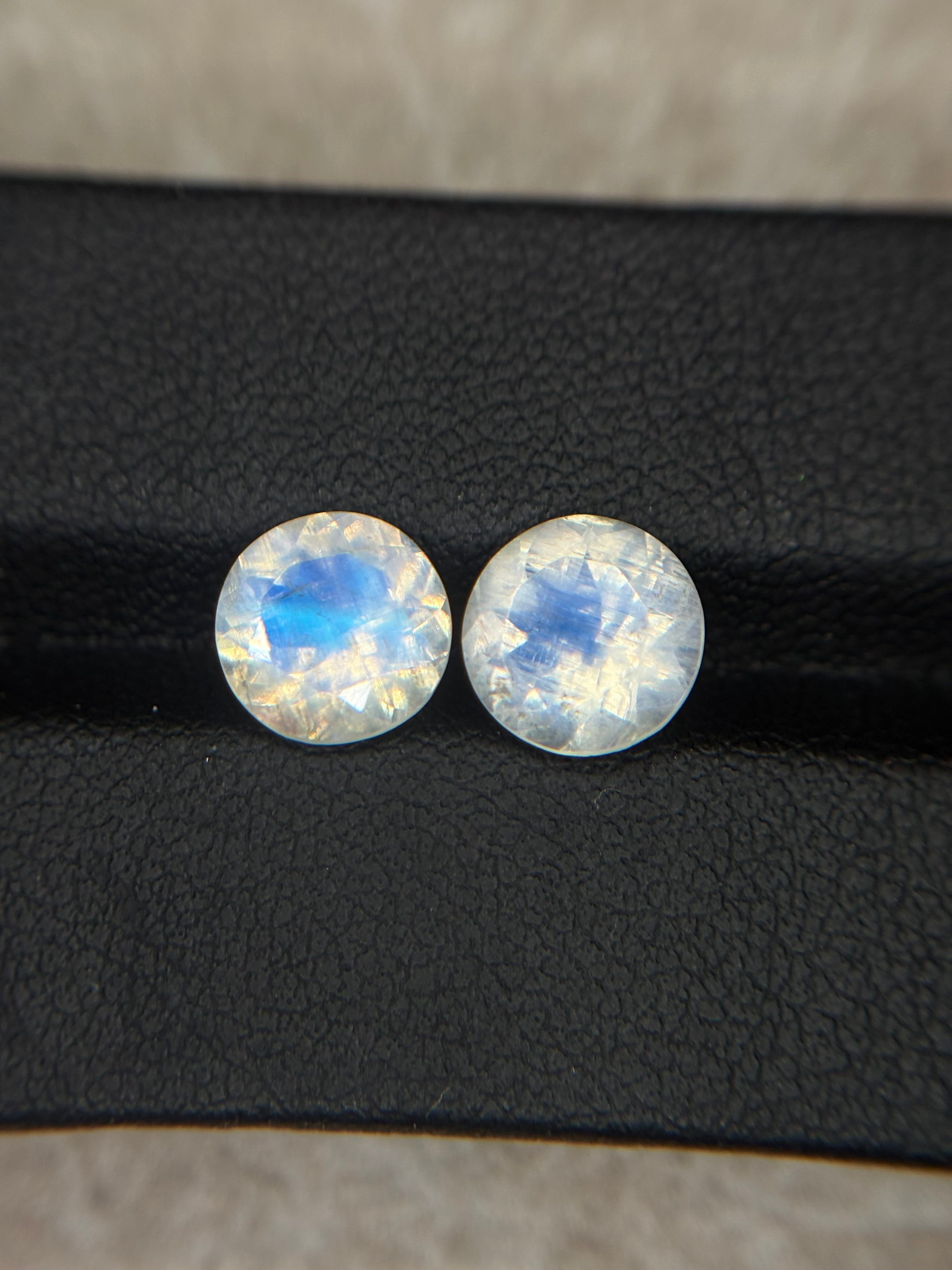 Luxury Promise 3.50ct Moonstone Round PAIR Unicorn THAIC0168