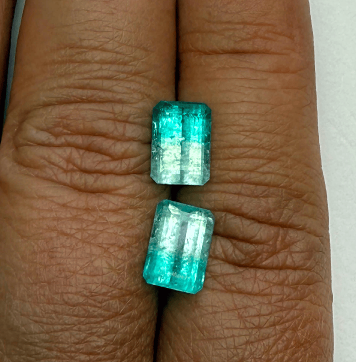 Luxury Promise 3.5CT EMERALD CUT NIGERIAN PARAIBA PAIR DXBCS6190