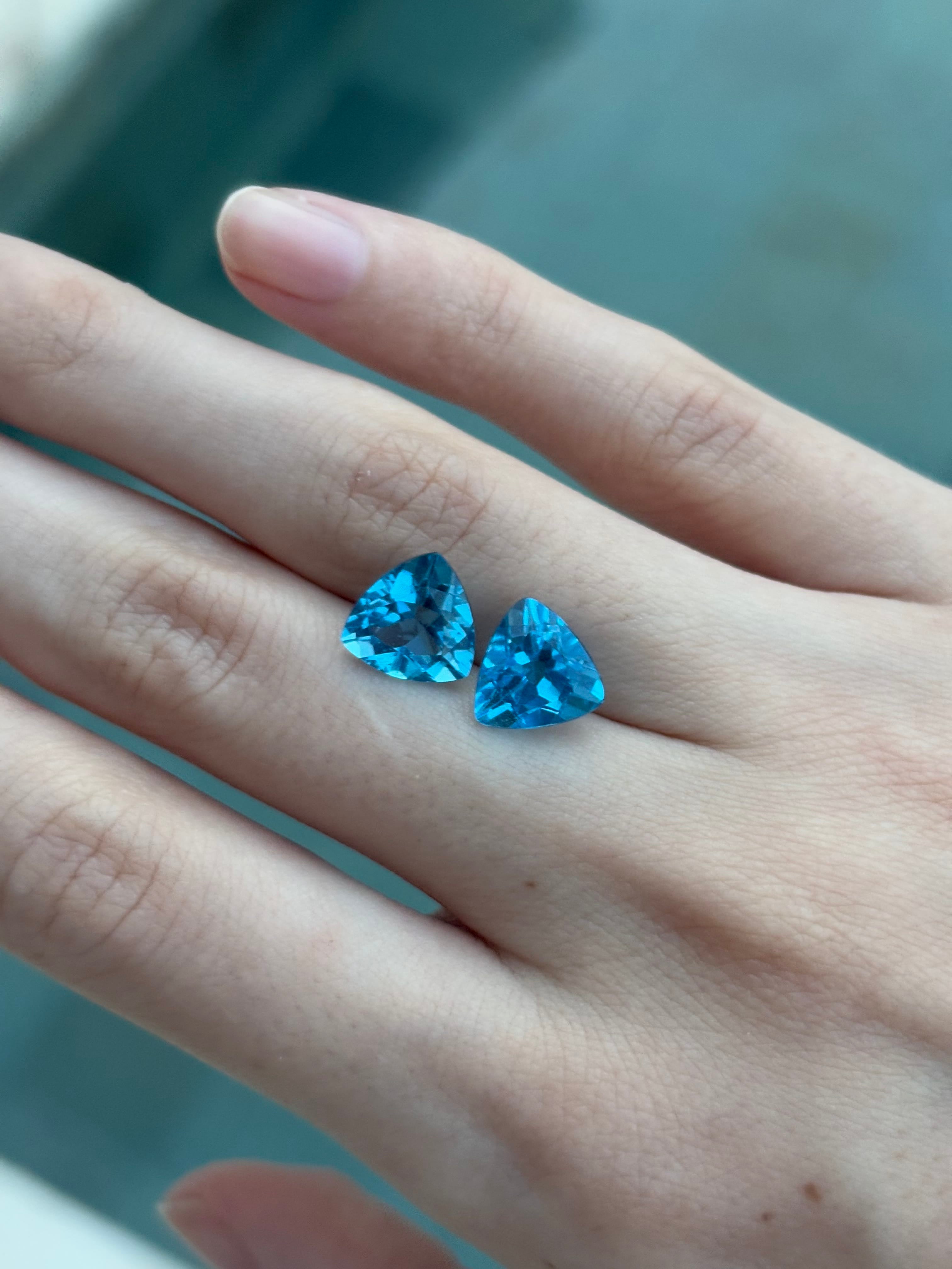 Luxury Promise 5.80CT Swiss Blue Topaz Trillion PAIR DXBCS5135