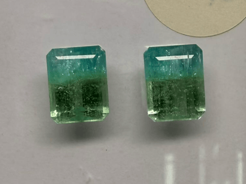 Luxury Promise 8.34CT EMERALD CUT NIGERIAN PARAIBA PAIR DXBCS6189