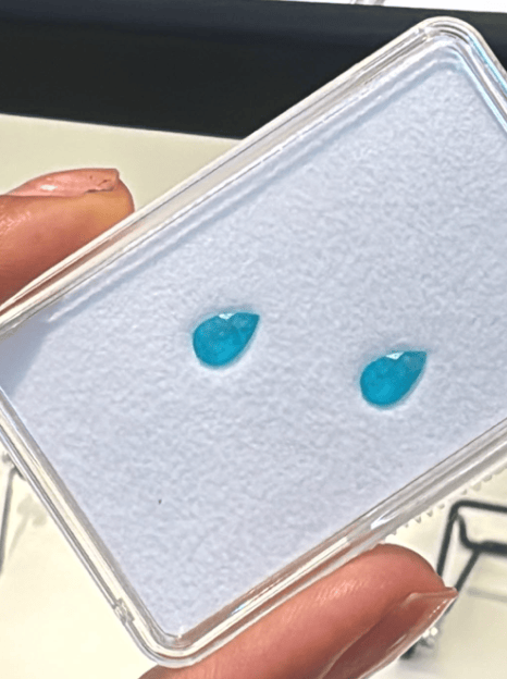 Luxury Promise pear shape paraiba pair #2 BRAZ041