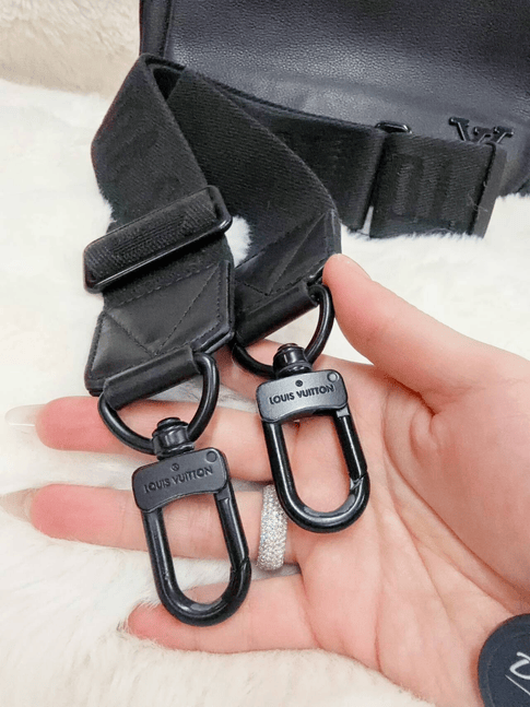 Louis Vuitton Black Leather Messenger Bag