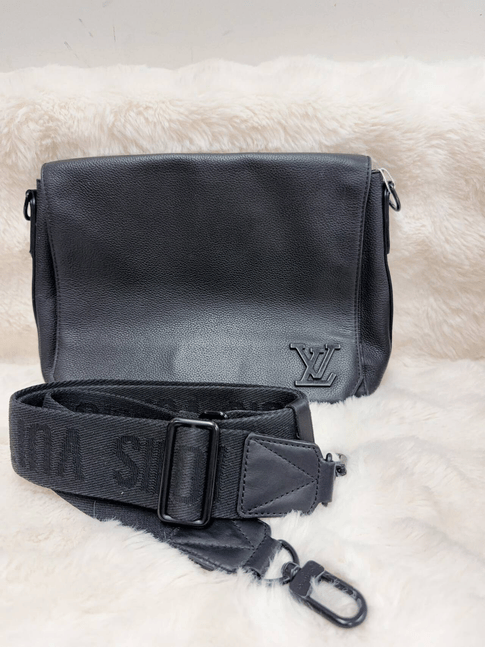 Louis Vuitton Black Leather Messenger Bag