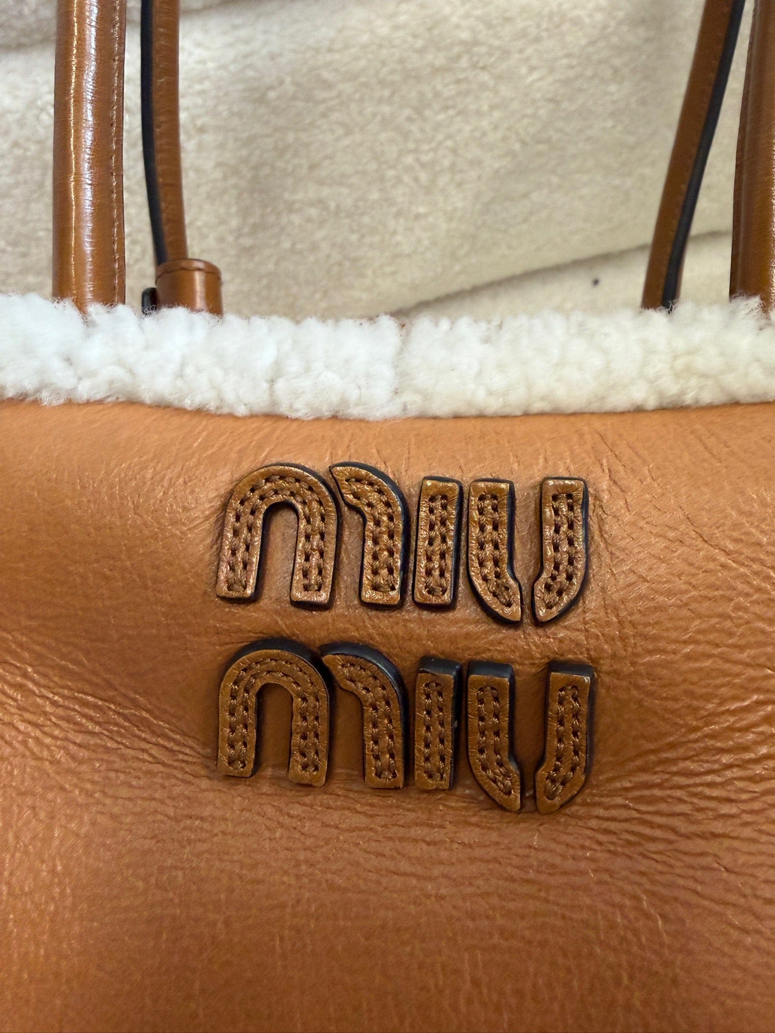 Luxury Promise MIU MIU Beau small shearling bag