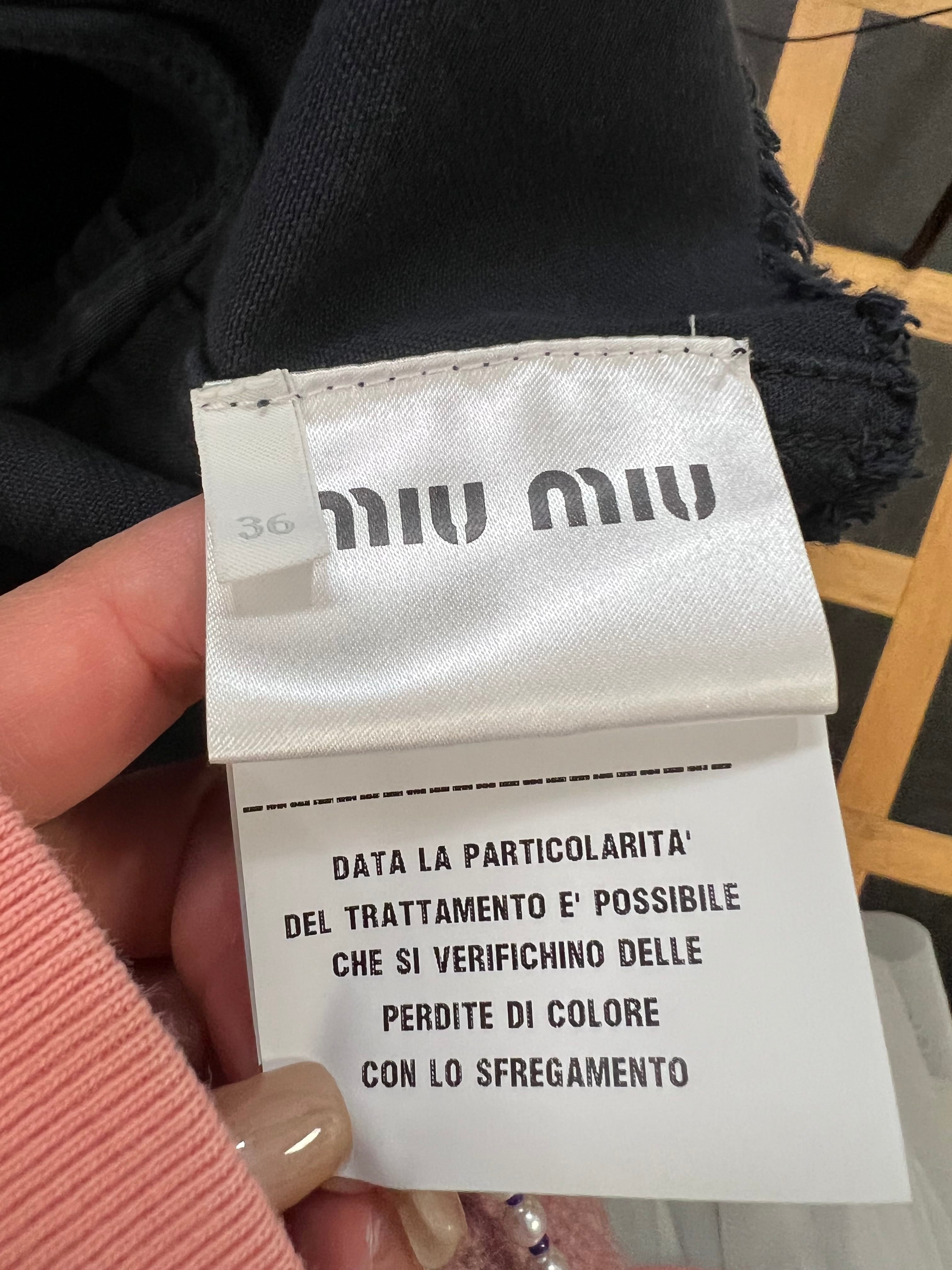 Luxury Promise Miu Miu Dark Blue Sailor Collar Cropped Top SZ36