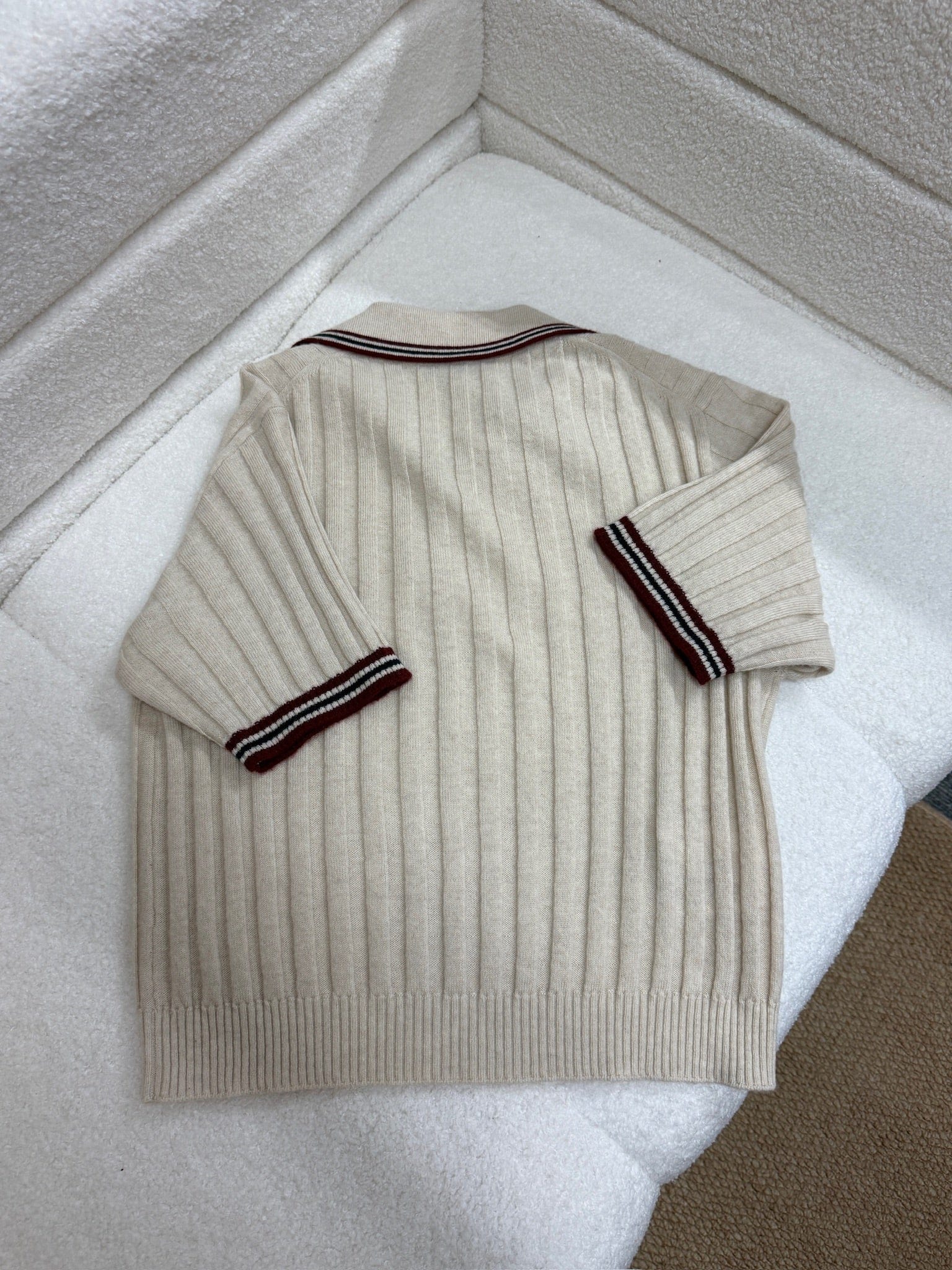 LUXURY PROMISE Miu Miu Ribbed Knit Cashmere Polo Shirt