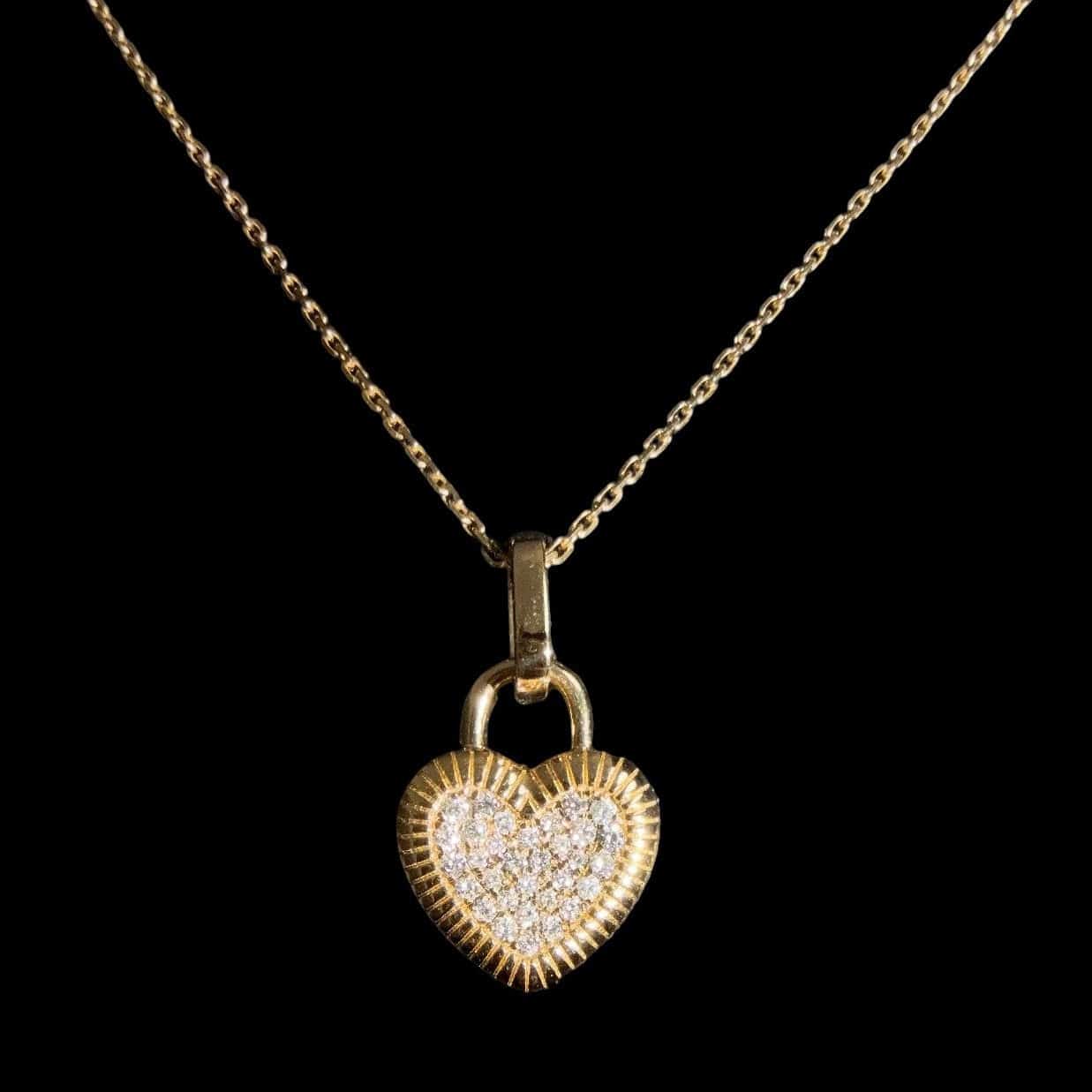 Luxury Promise 0.23ct Natural White Diamond Heart Necklace set in 18K Yellow Gold