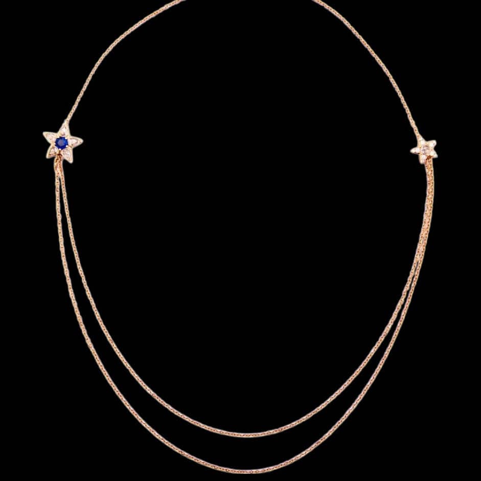 Luxury Promise 0.93ct Diamond and 0.37ct Sapphire Star Necklace in 18K Rose Gold