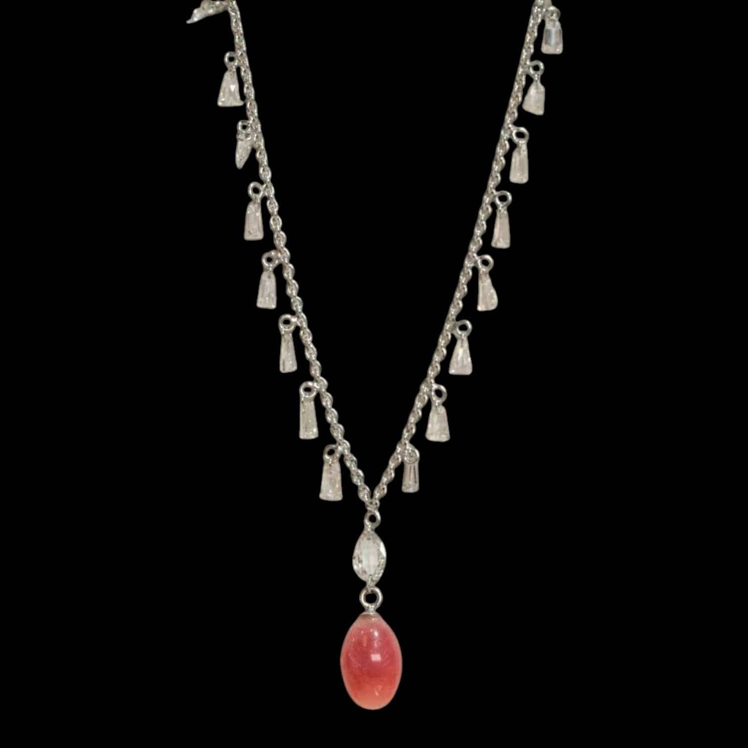 Luxury Promise 1.99ct Conch Pearl & 1.5ct Natural Diamond Necklace set in 18K White Gold