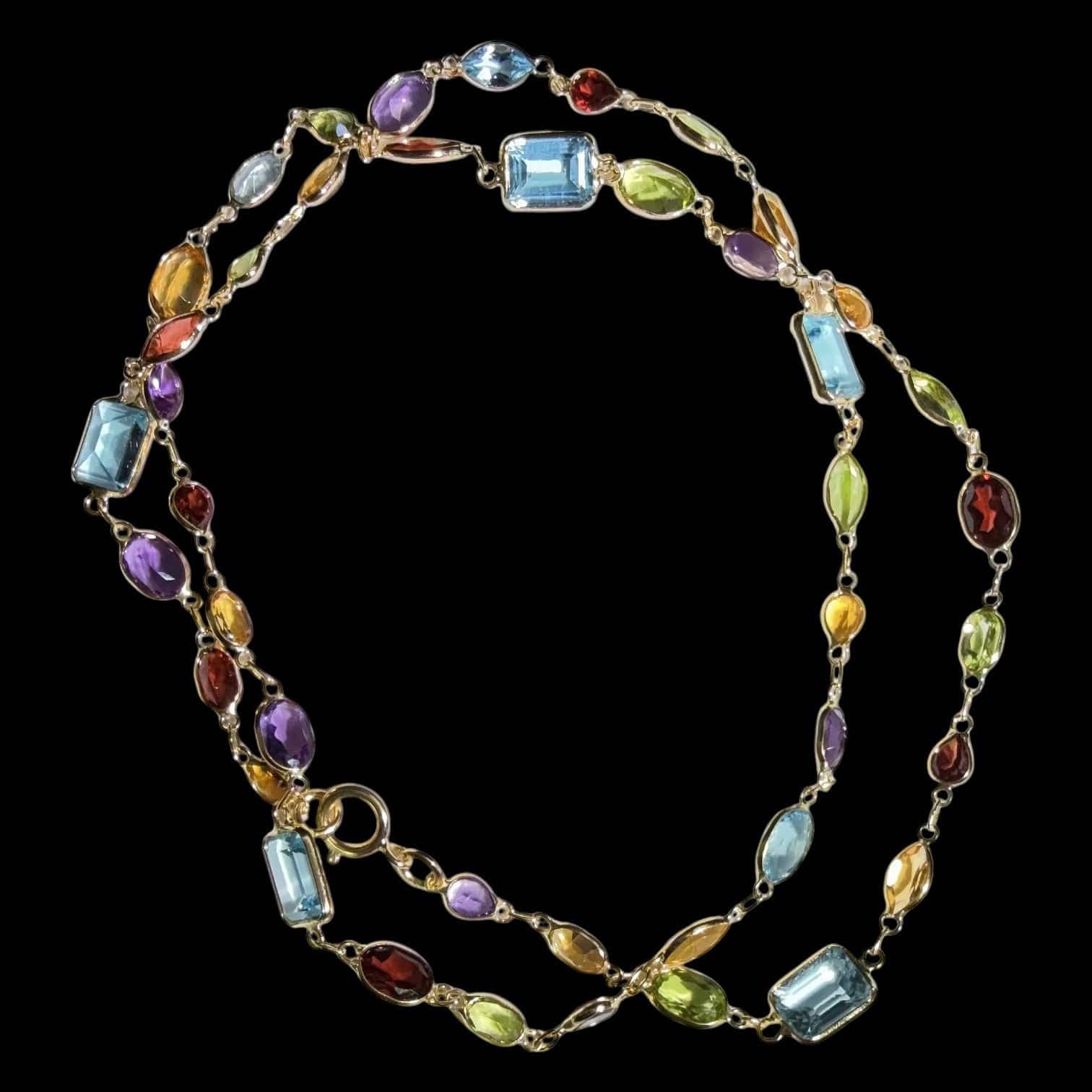 Luxury Promise 16.90ct Natural Gemstone Necklace with 18K Yellow Gold