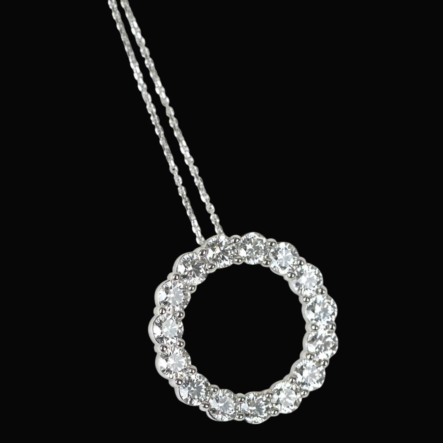 Luxury Promise 2.46ct Natural White Diamond Necklace set in 18K White Gold