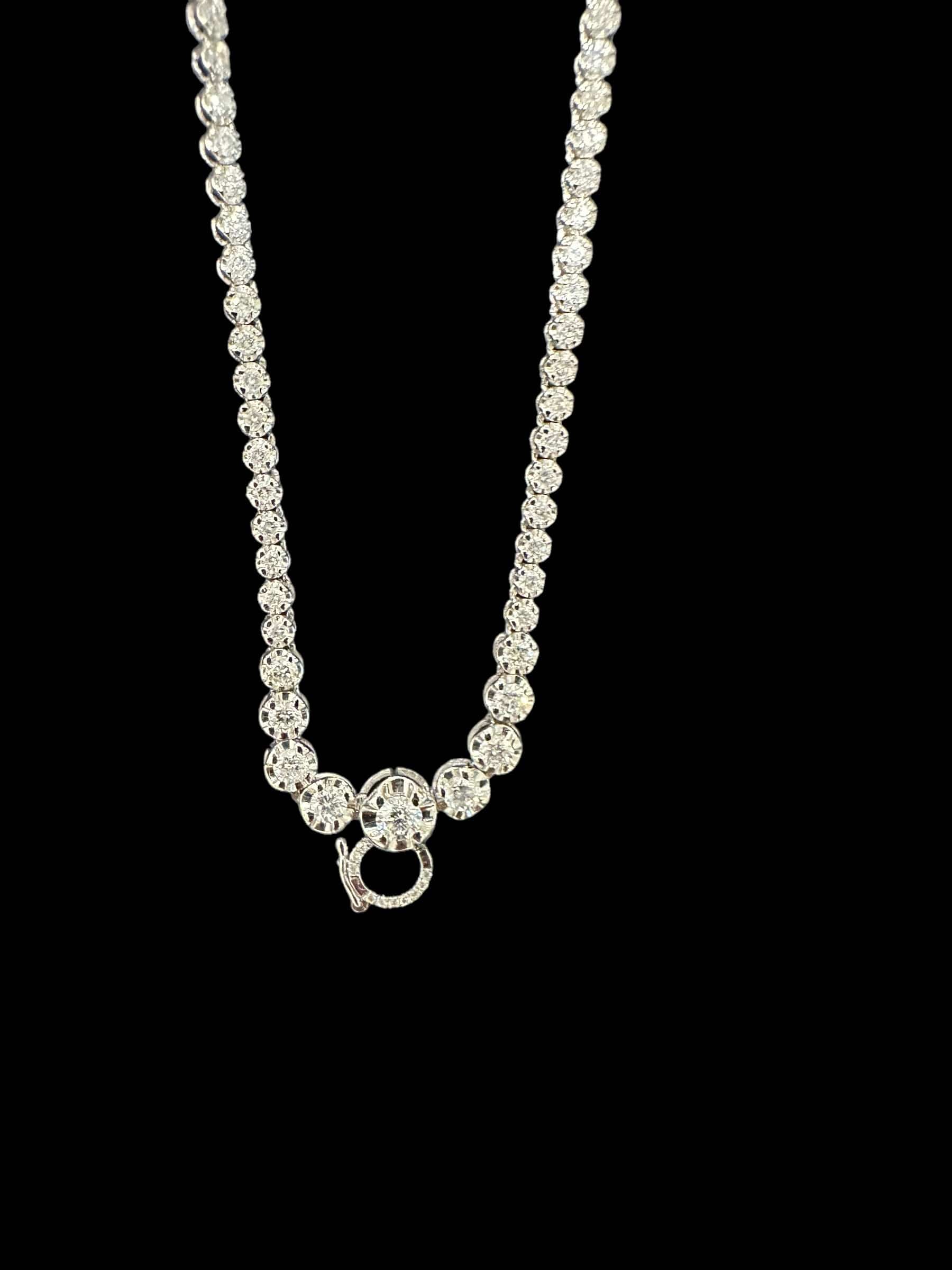 Luxury Promise 2-Way 3.00ct Graduated Tennis Diamond Necklace set in 18K Gold - 43cm