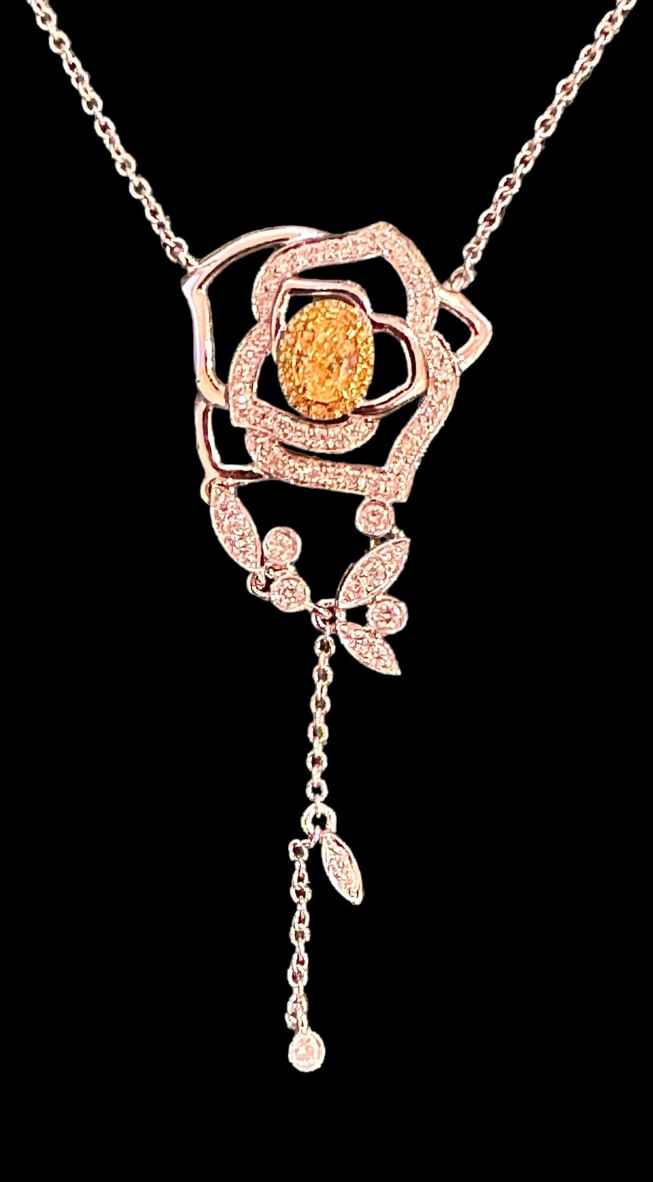 Floral Yellow Diamond Necklace 18K Gold with Diamonds LuxuryPromise