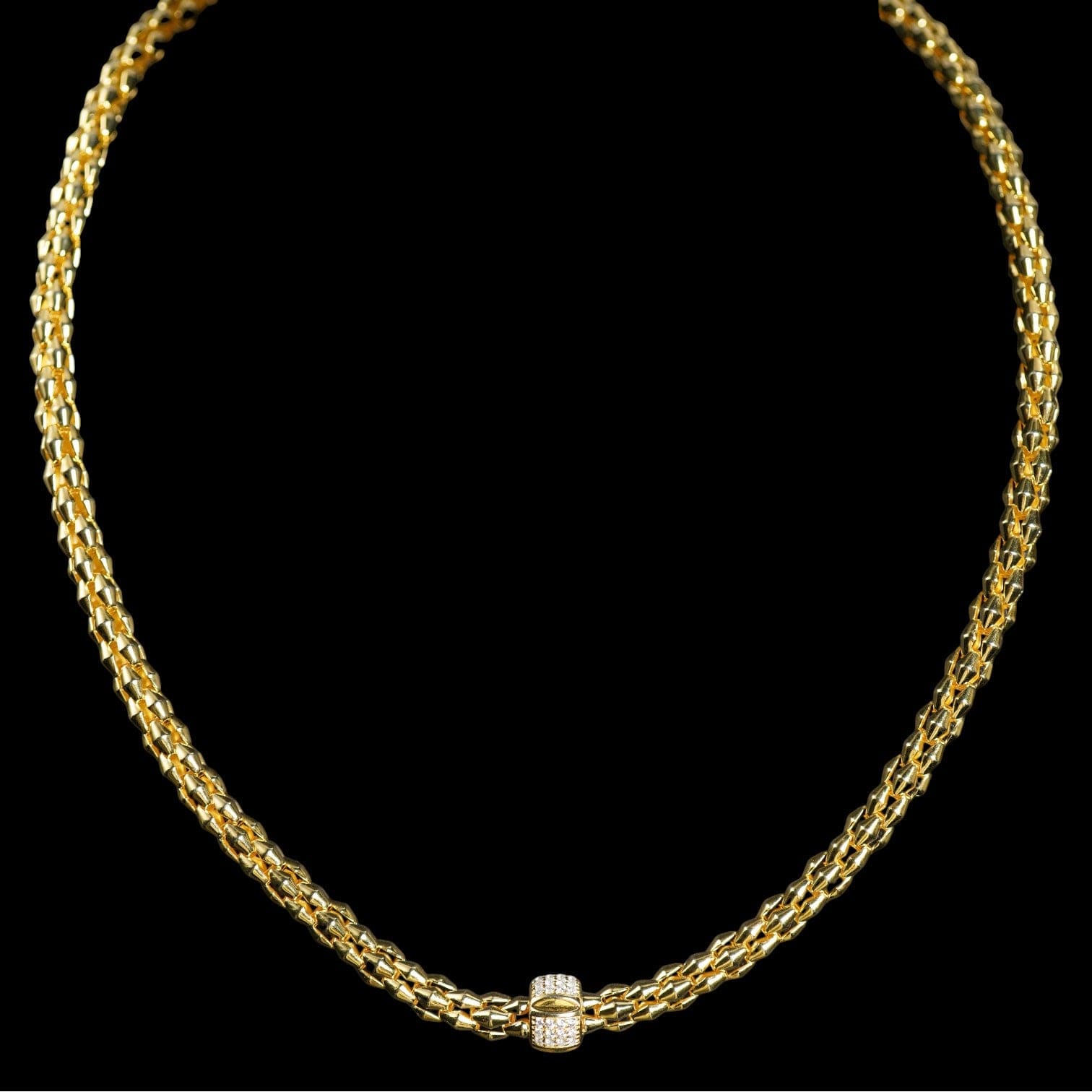Luxury Promise Silver 925 Rhombus-shaped Single-ring Necklace, Made in Italy 6mm 26g
