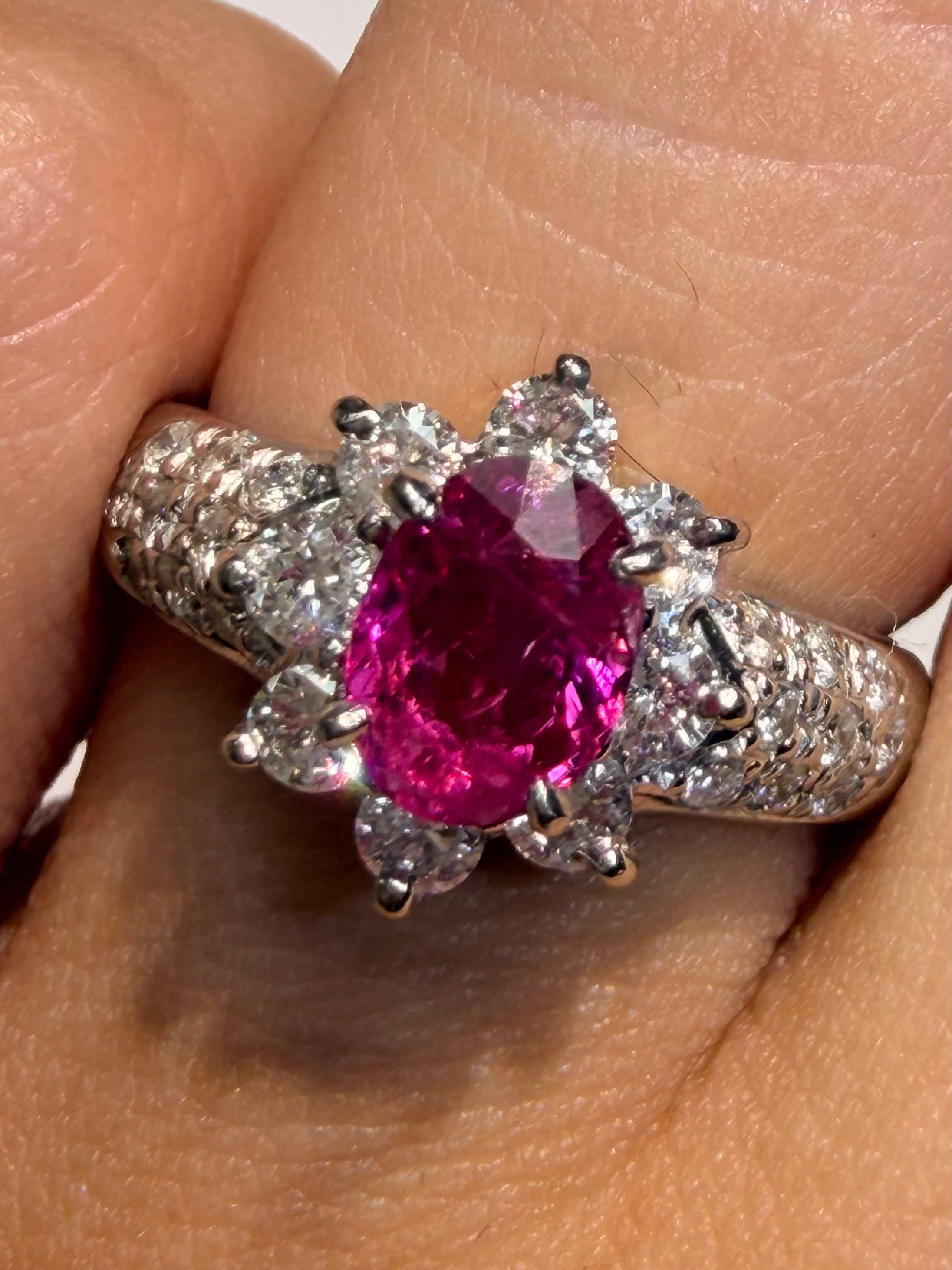 Luxury Promise NH Pink Sapphire Ring Pt900 / S1.08ct (5.75us) 2838 JJC0516