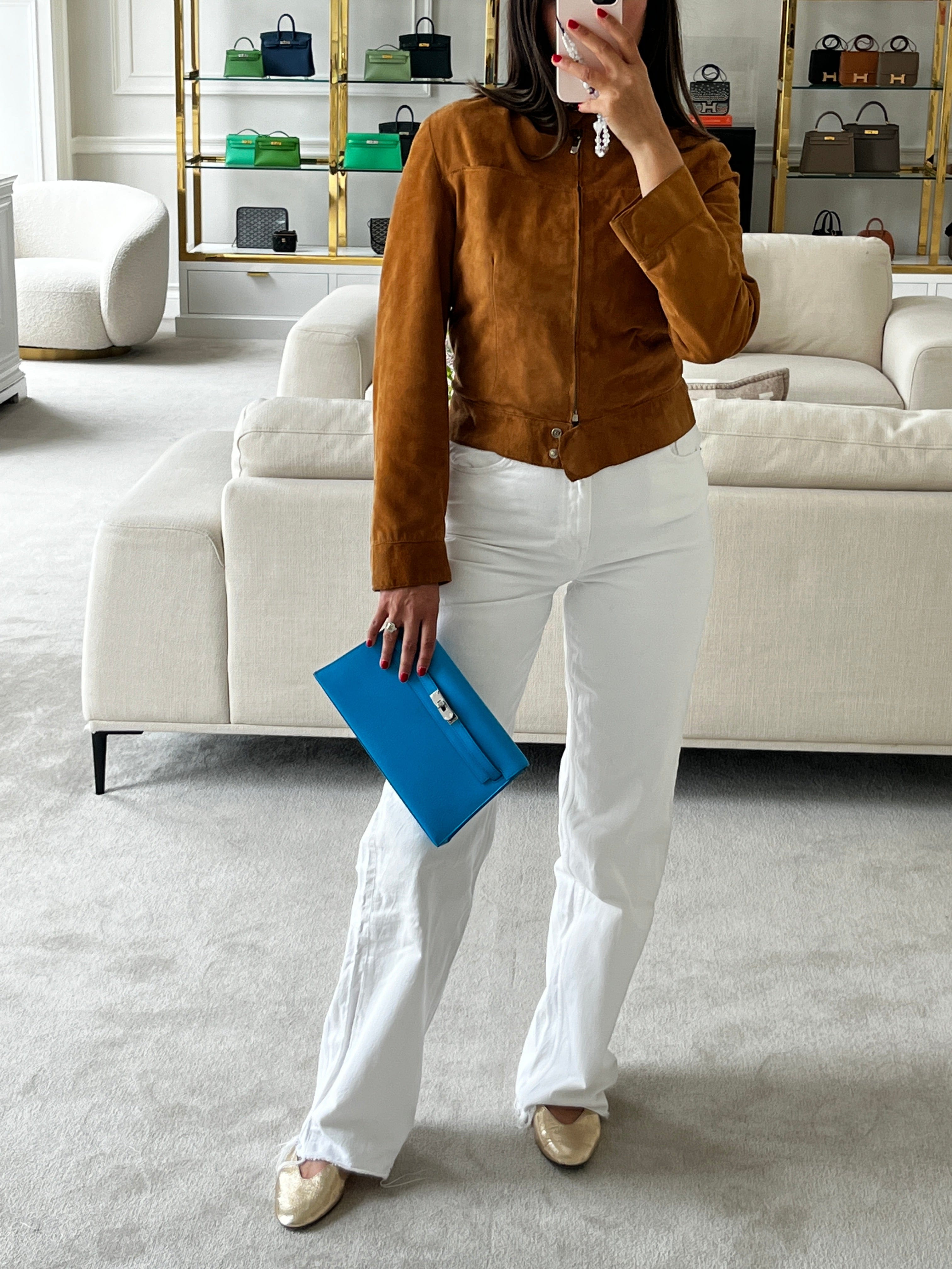 LUXURY PROMISE *HK LOCATED* HERMÈS KELLY ELAN BLUE FRIDA Chevre Chamkilla Leather with Palladium Hardware