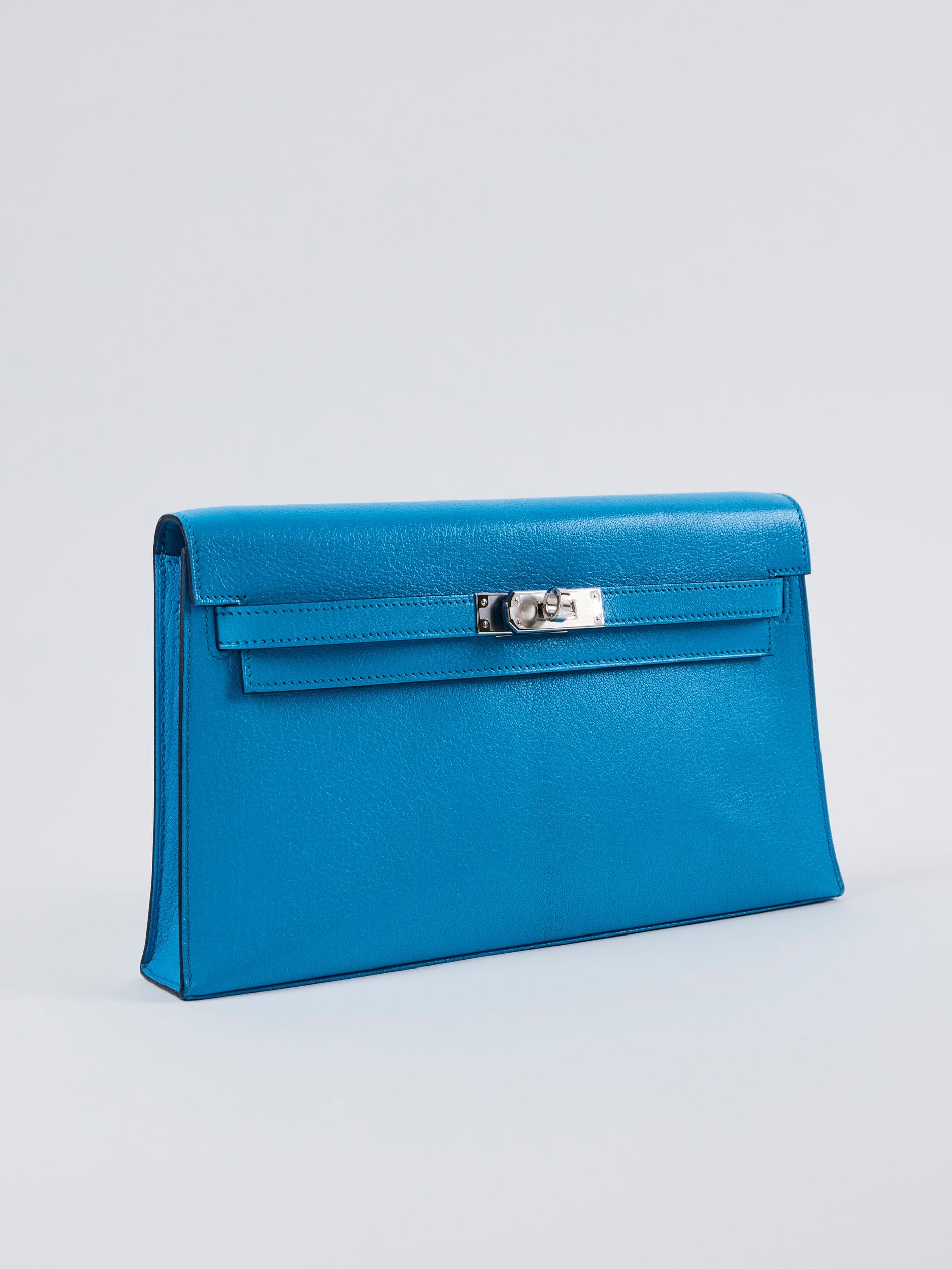 LUXURY PROMISE *LONDON LOCATED* HERMÈS KELLY ELAN BLUE FRIDA Chèvre Chamkilla Leather with Palladium Hardware