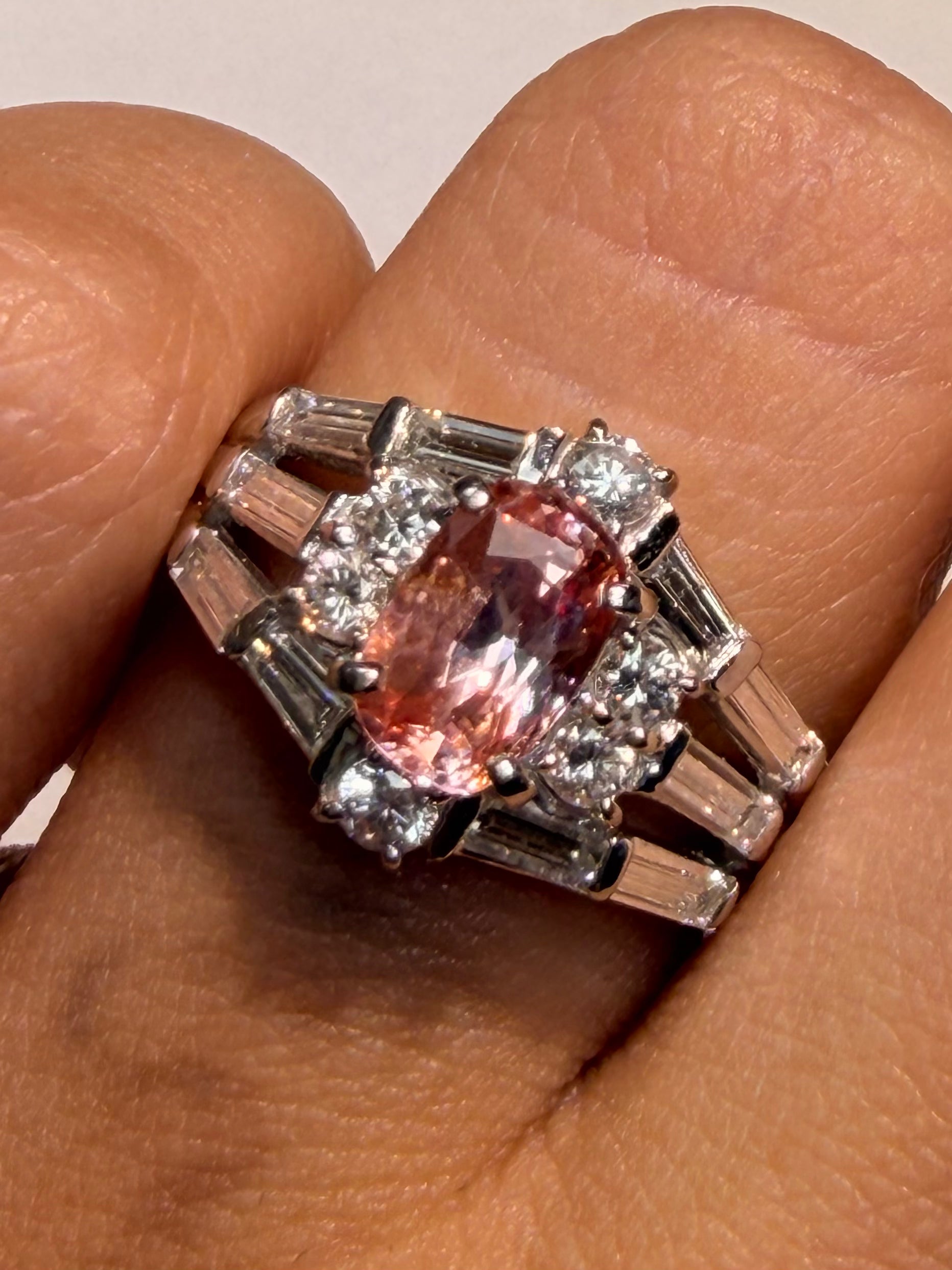 Luxury Promise Padparadscha Ring in Pt900 / P1.199ct / D0.94ct (6.25us) 4479 JJC0508