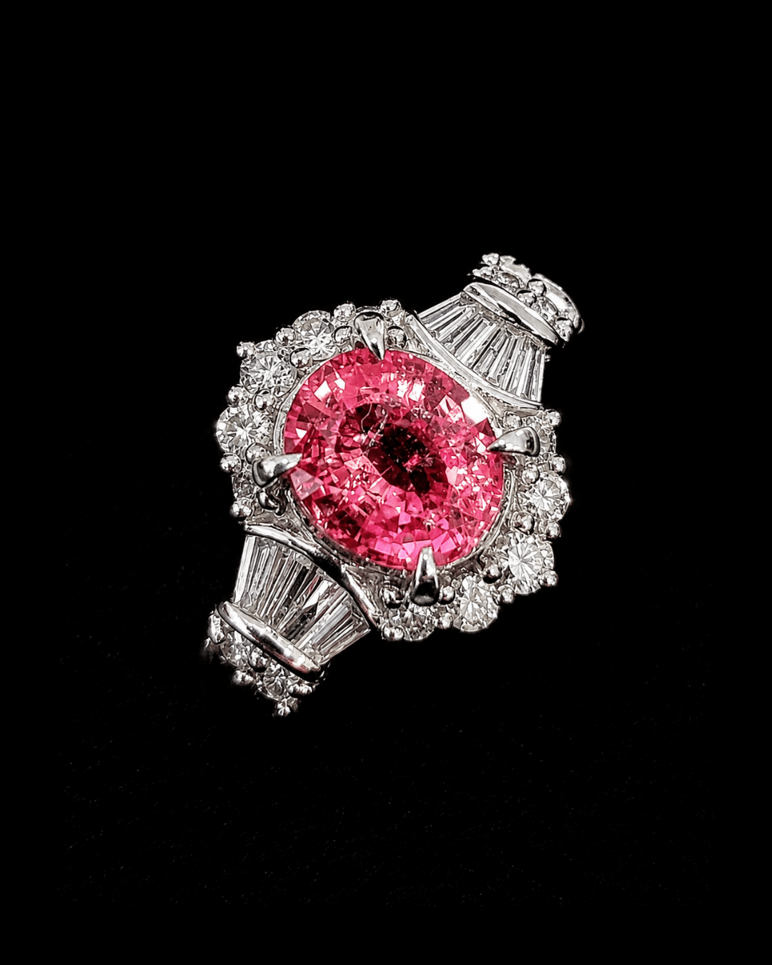 Luxury Promise Padparadscha Sapphire NoHeat ring in Pt900 / S1.955 / D.0.59 487 JJC0653