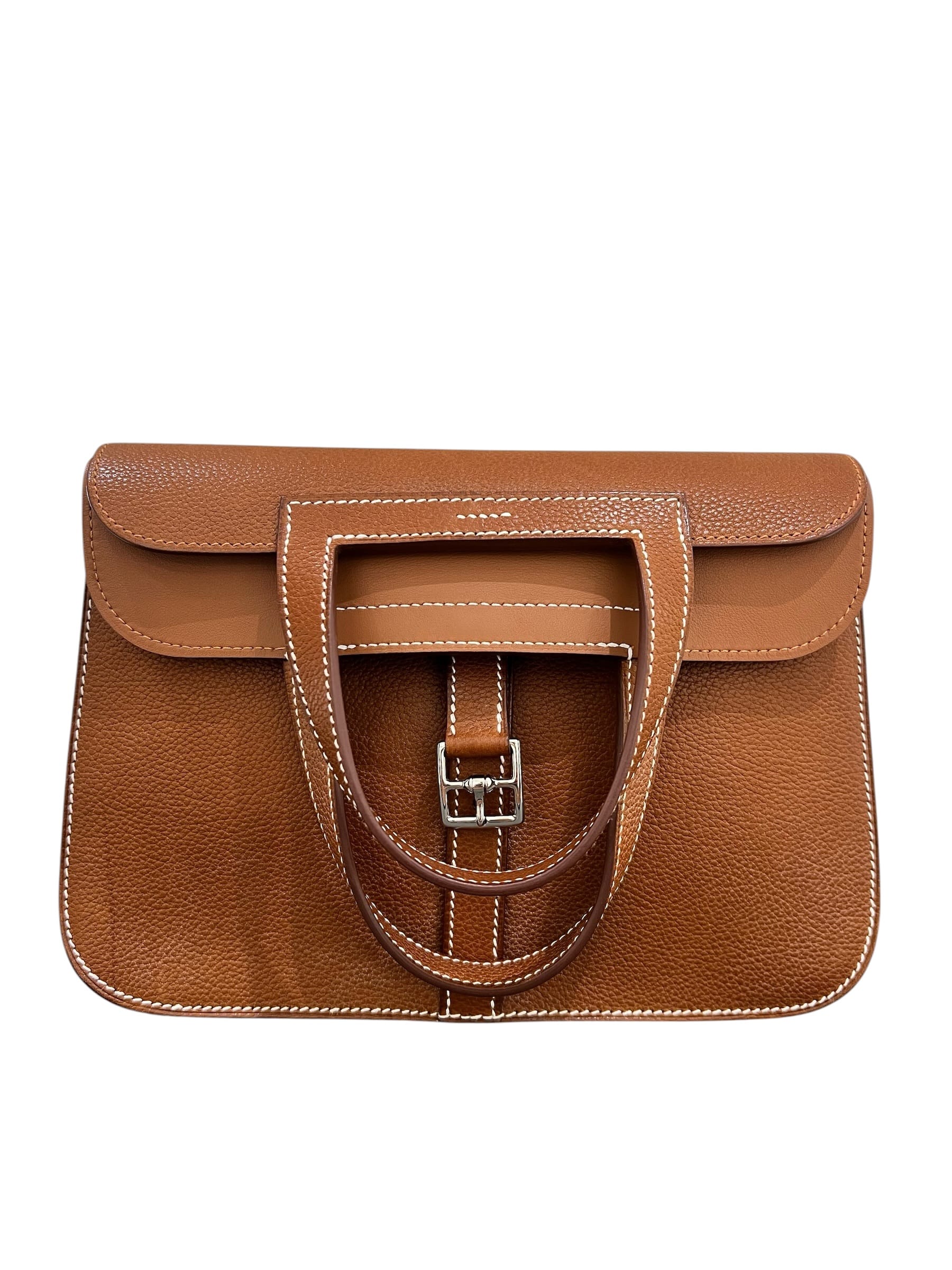 Luxury Promise Preloved Hermes Halzan 25 Barenia PHW #U SKC8366H