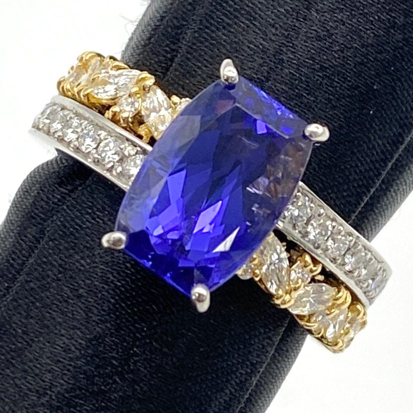 LUXURY PROMISE Pt900/750 Tanzanite Ring TNZ4.49 D0.77 12.3 GRJ 50164 US7.5