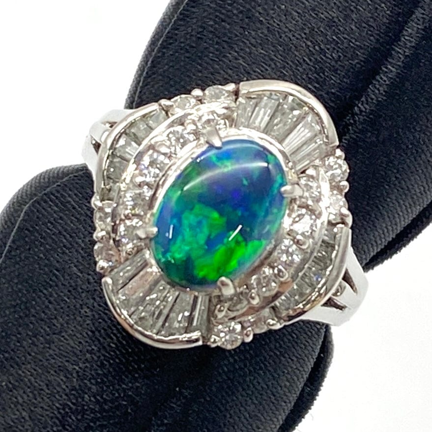 LUXURY PROMISE Pt900 Black Opal Ring BOP0.7 D0.79 6.1 GRJ So 51623 US4.75