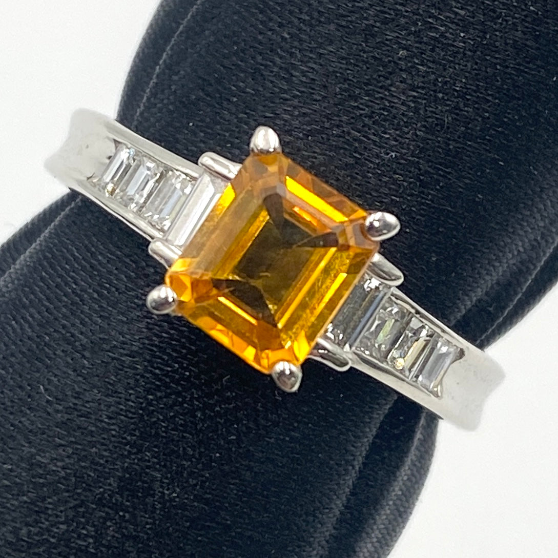 Luxury Promise Pt900 Golden Sapphire Ring GS1.037 D0.33 5.6g sorting 48684 US5.5