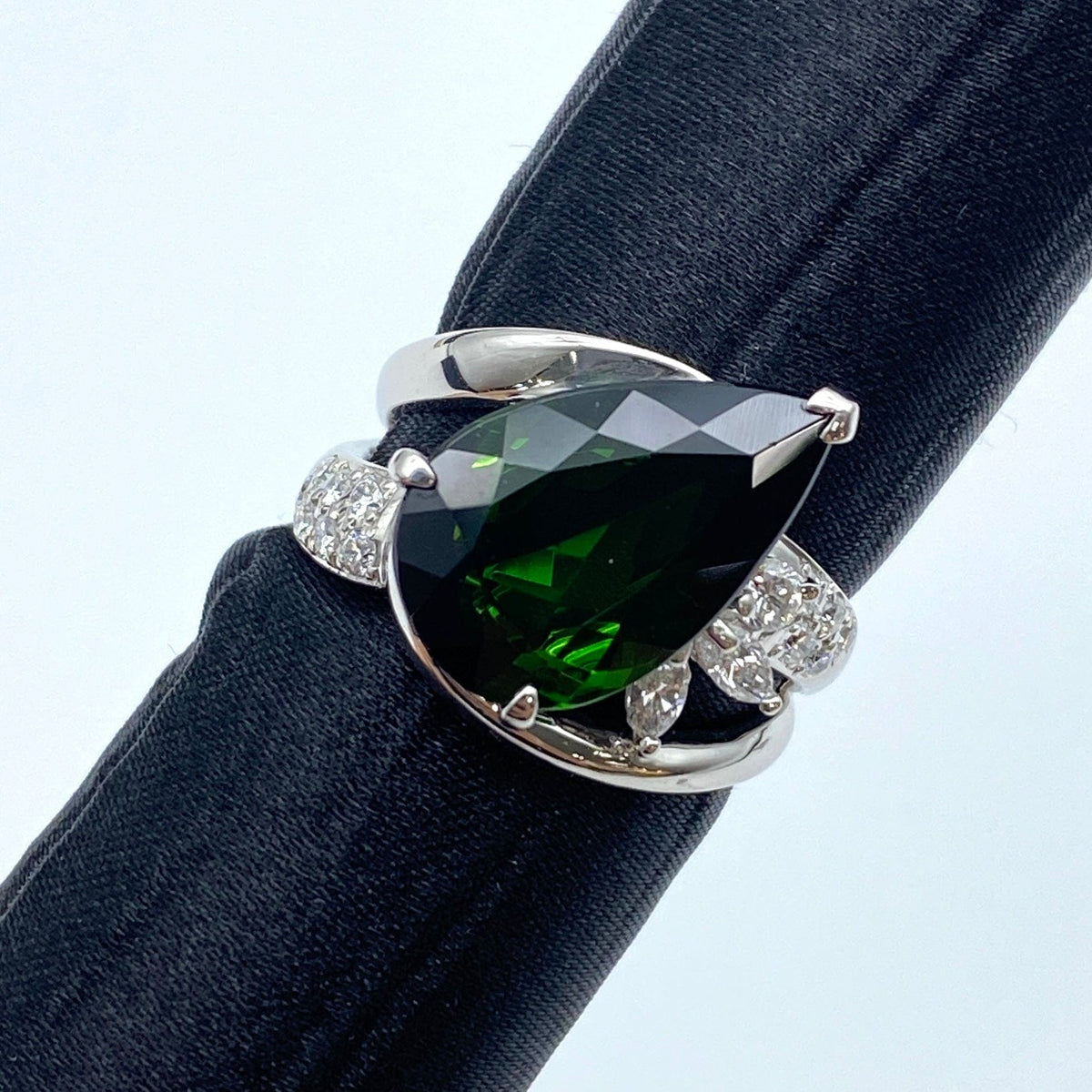 LUXURY PROMISE Pt900 Green Tourmaline Ring GT4.99 D0.38 US5.75 59440