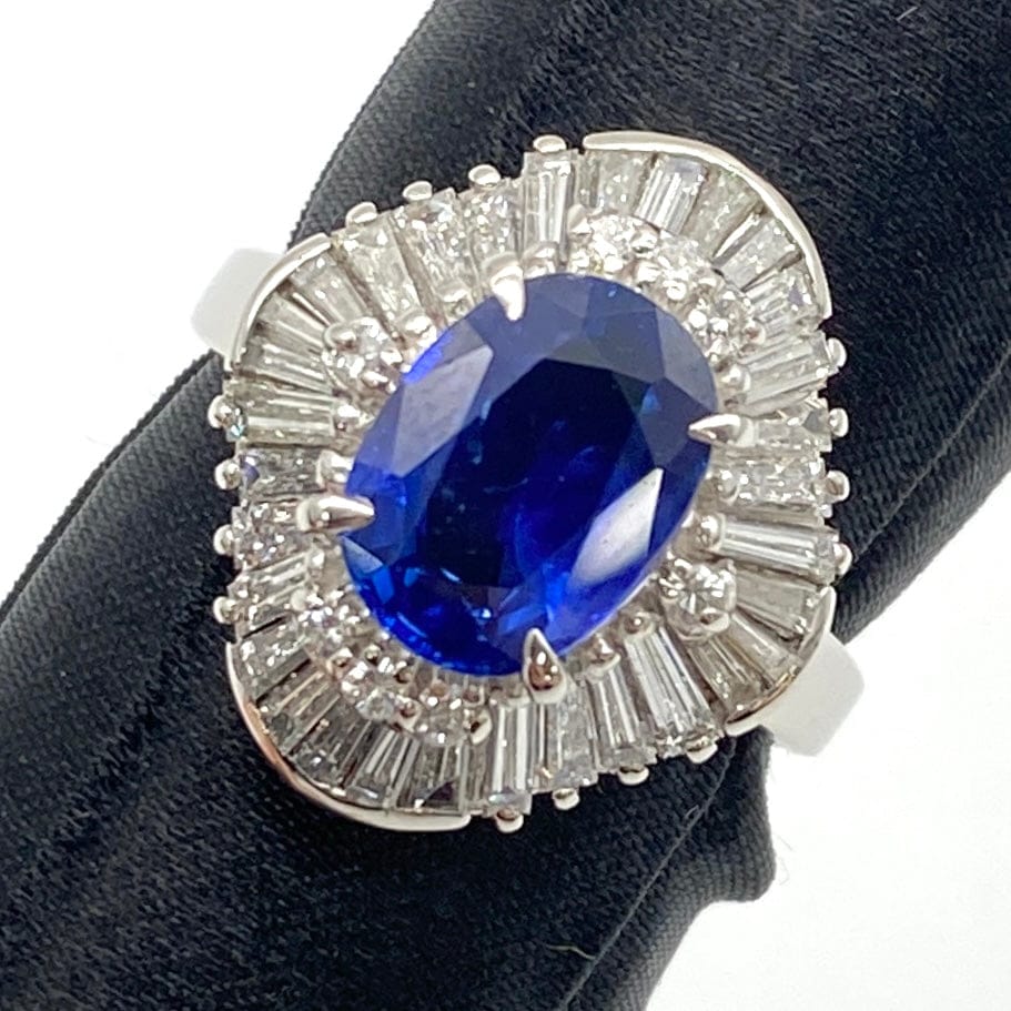 LUXURY PROMISE Pt900 Sapphire Ring S2.57 D1.22 10 GRJso 51675 US7