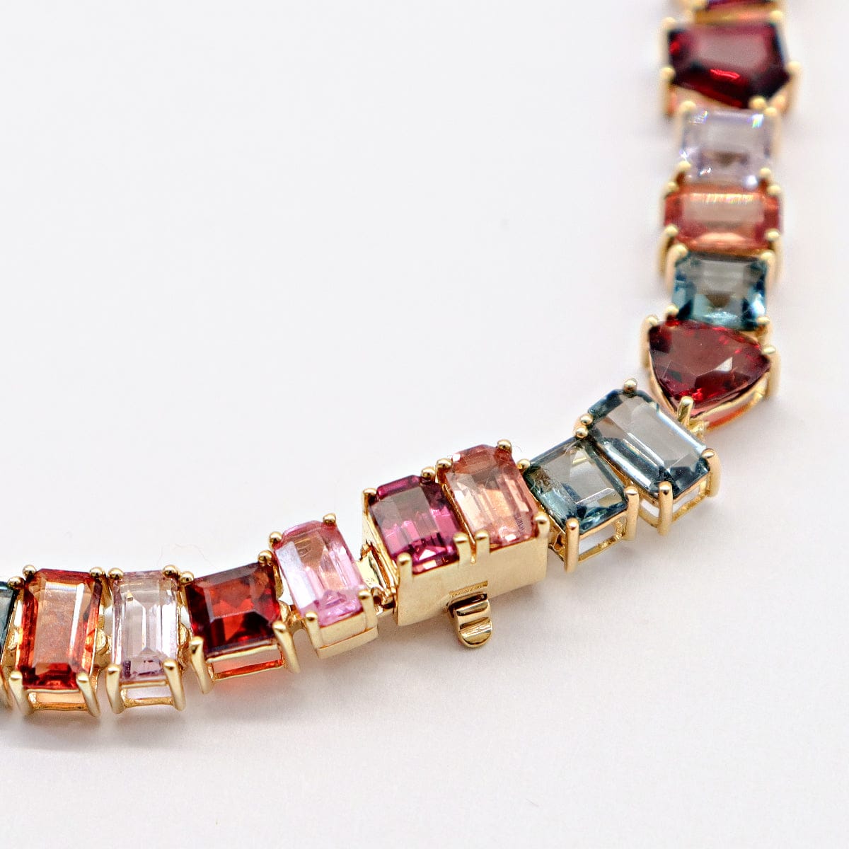 Luxury Promise RAINBOW MULTI SHAPE SPINEL TENNIS NECKLACE 17" AVCHK357