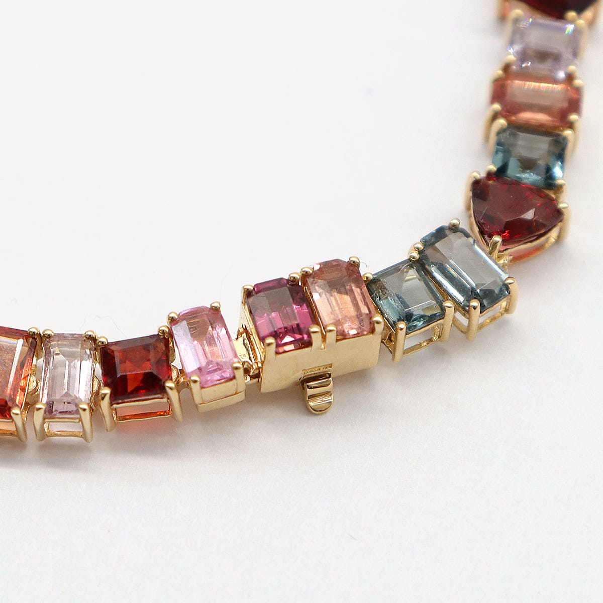 Luxury Promise RAINBOW MULTI SHAPE SPINEL TENNIS NECKLACE 17" AVCHK357