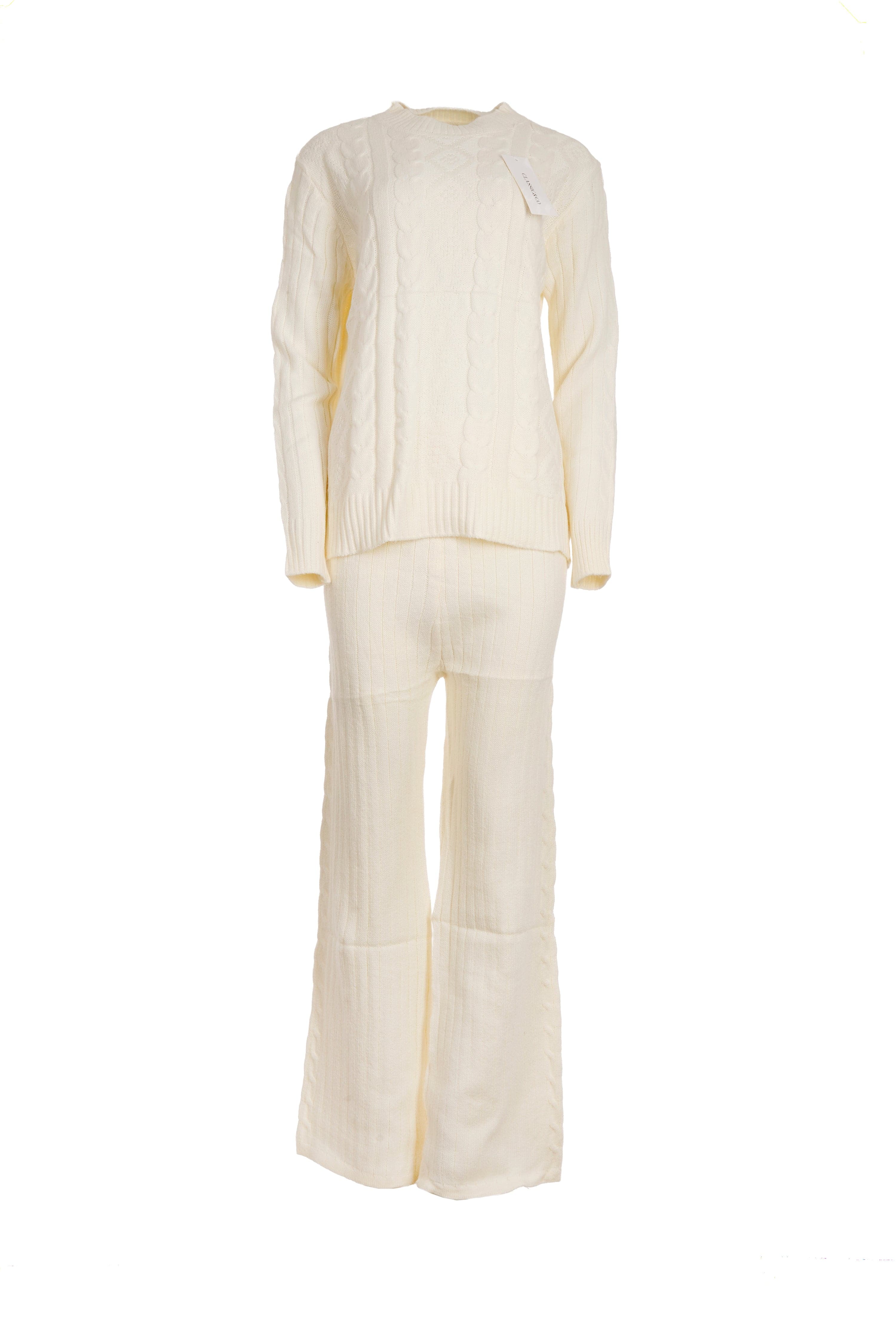 Luxury Promise 2349 ONE SIZE OFF WHITE CABLE KNIT TWO PIECE AKC0248