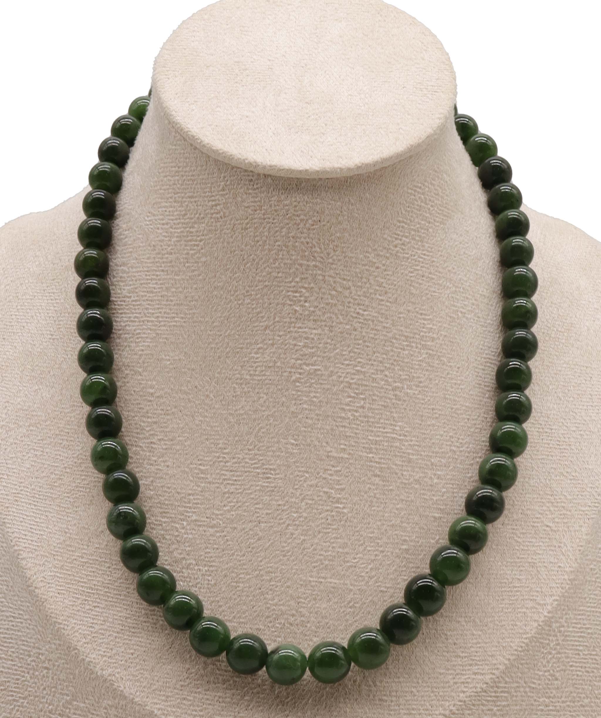 Luxury Promise 240ct Natural Siberian Green Jade Necklace D8mm-9.4mm DXBCS2225