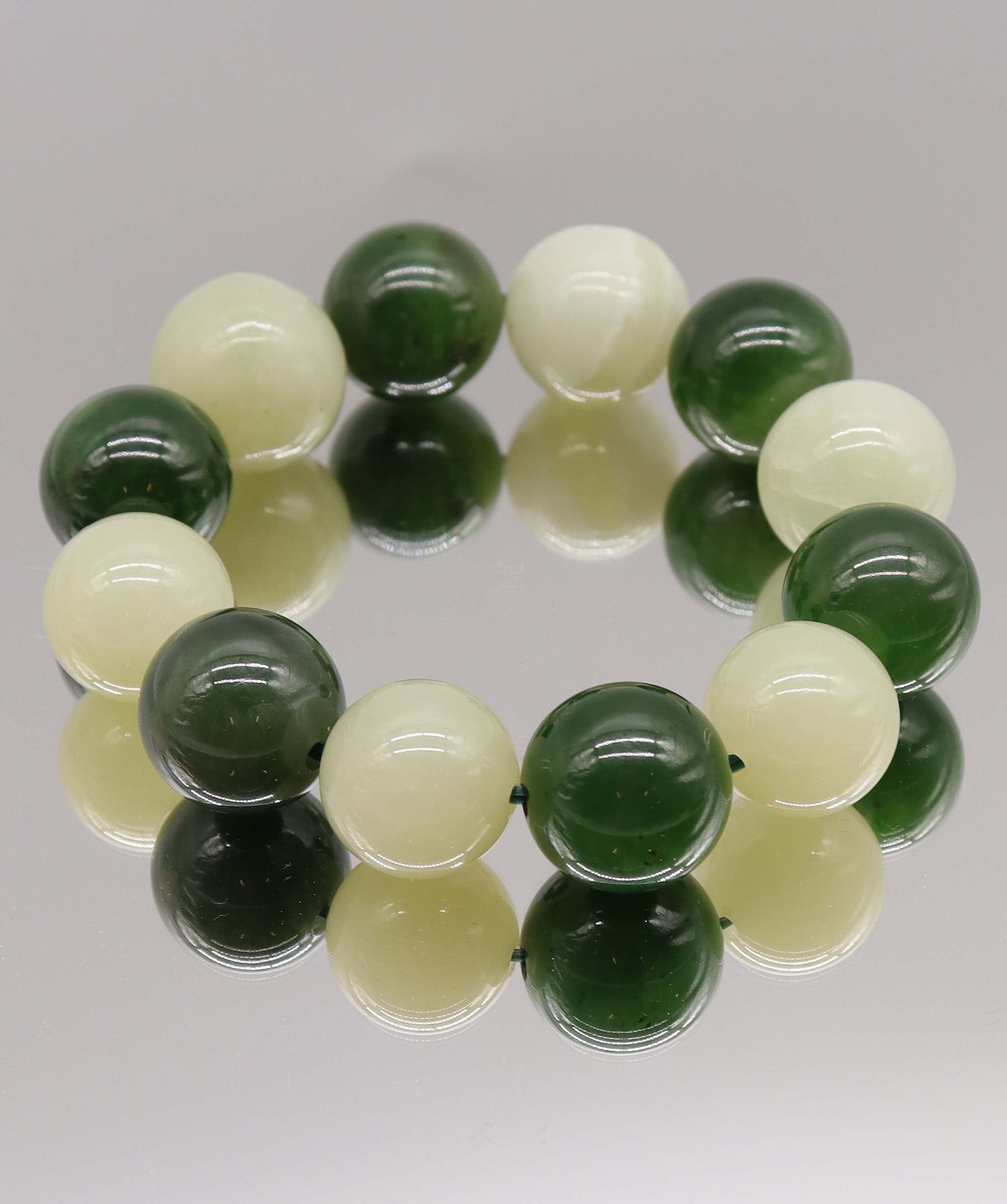 Luxury Promise 430ct Type AAA Ying Yang Natural Siberian Jade Bracelet D16mm-17mm DXBCS2222